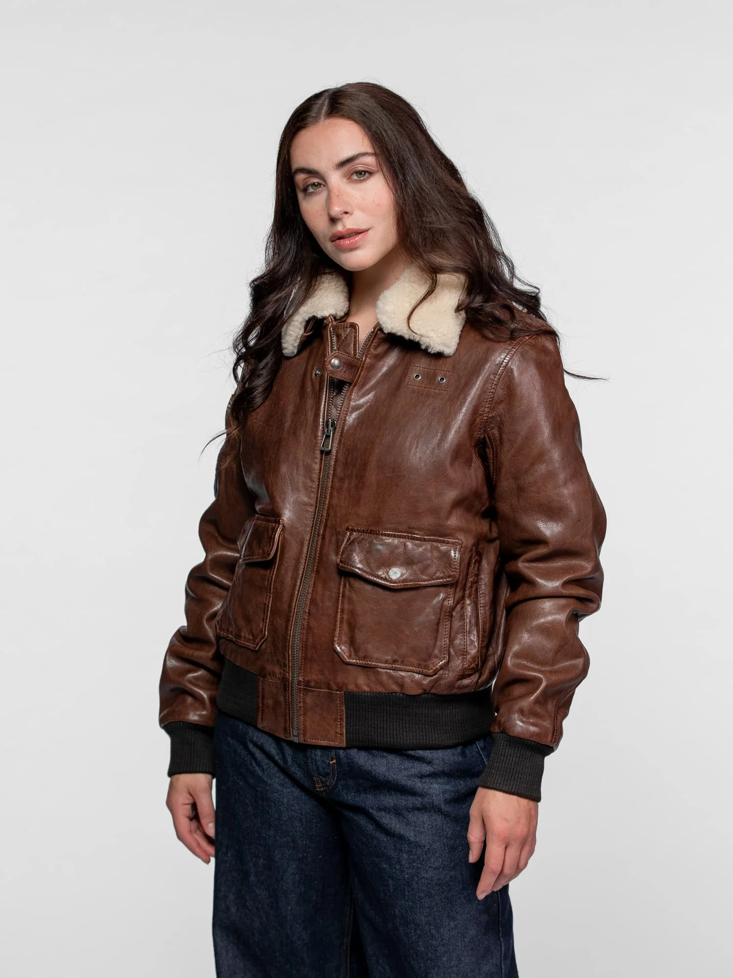 Air pilot - Blouson aviateur cuir femme - Image 3