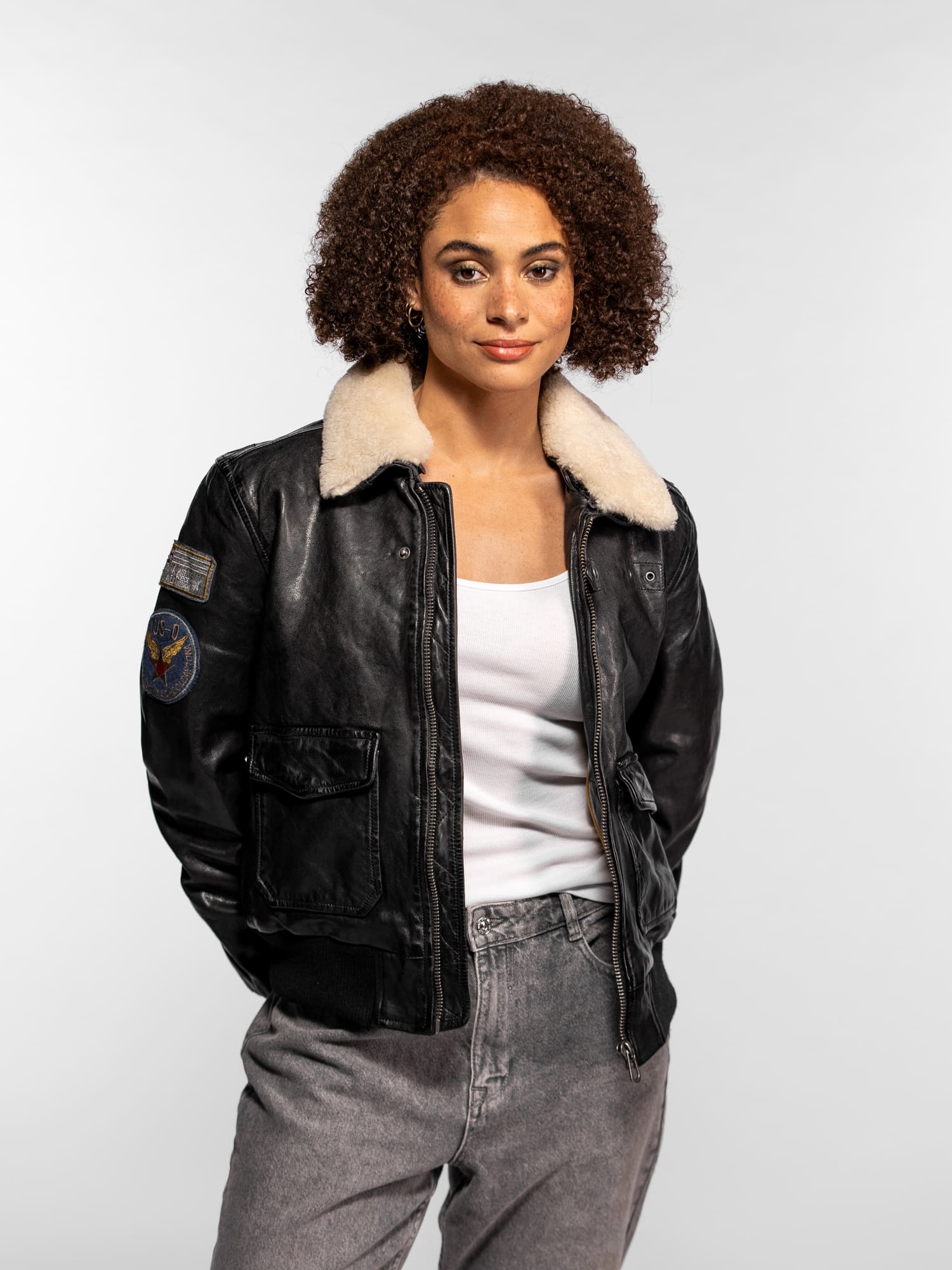 Air pilot - Blouson aviateur cuir femme - Image 9