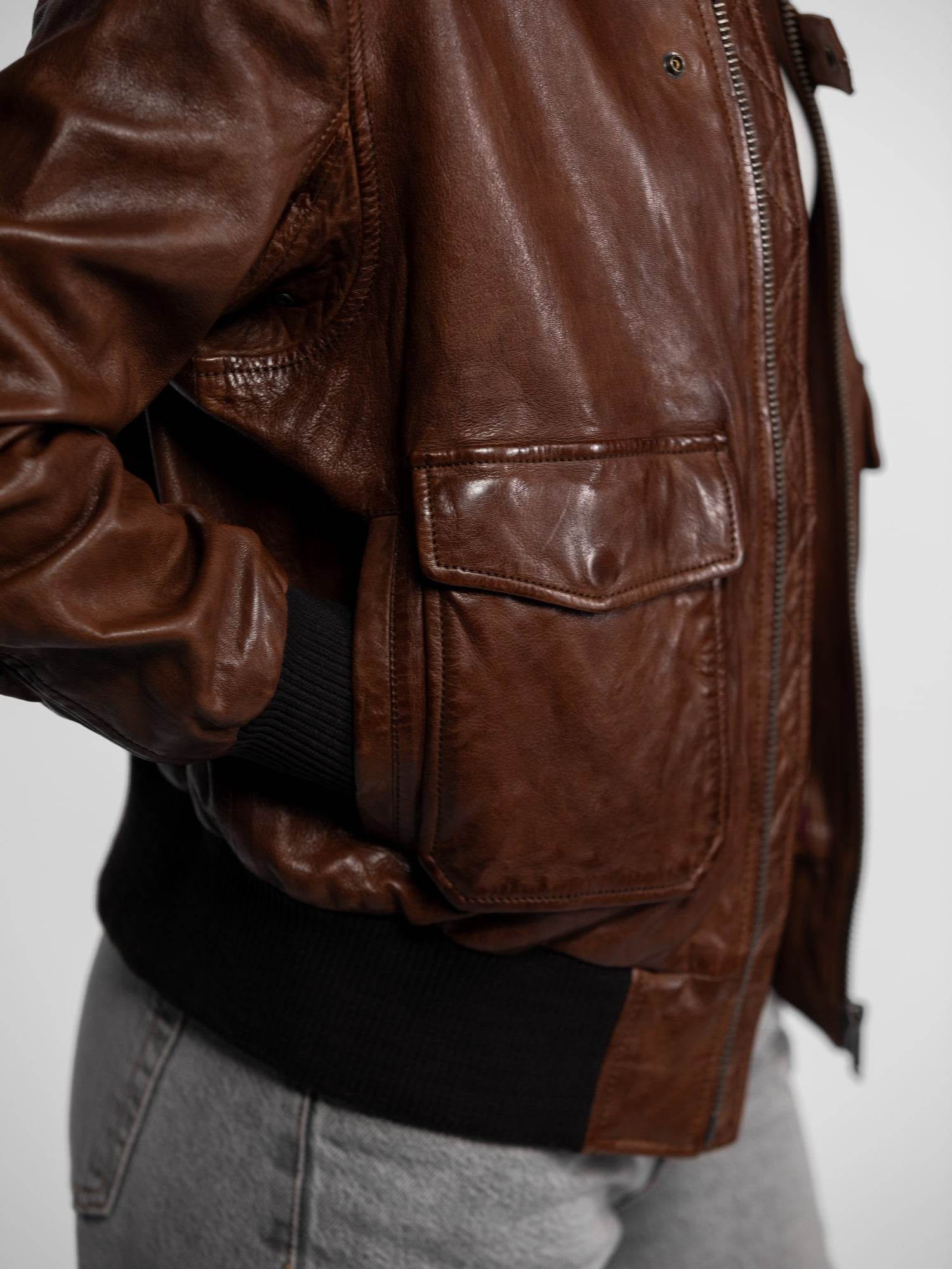 Alicia - Veste aviateur cuir femme - Image 4