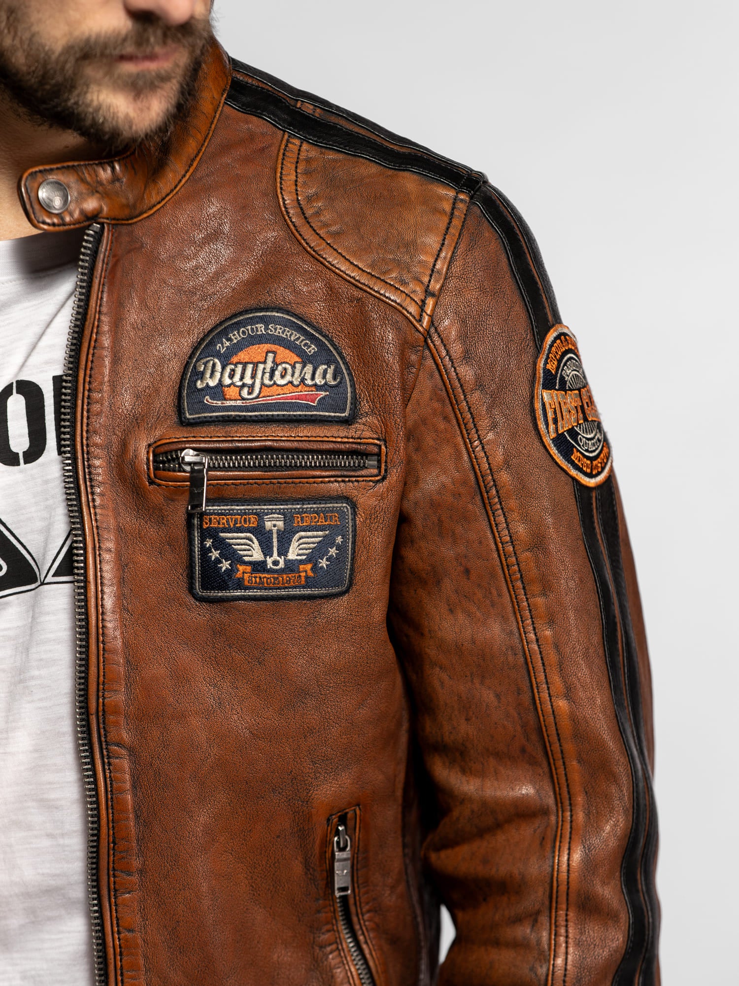 Aniak - Blouson cuir moto vintage - Image 17