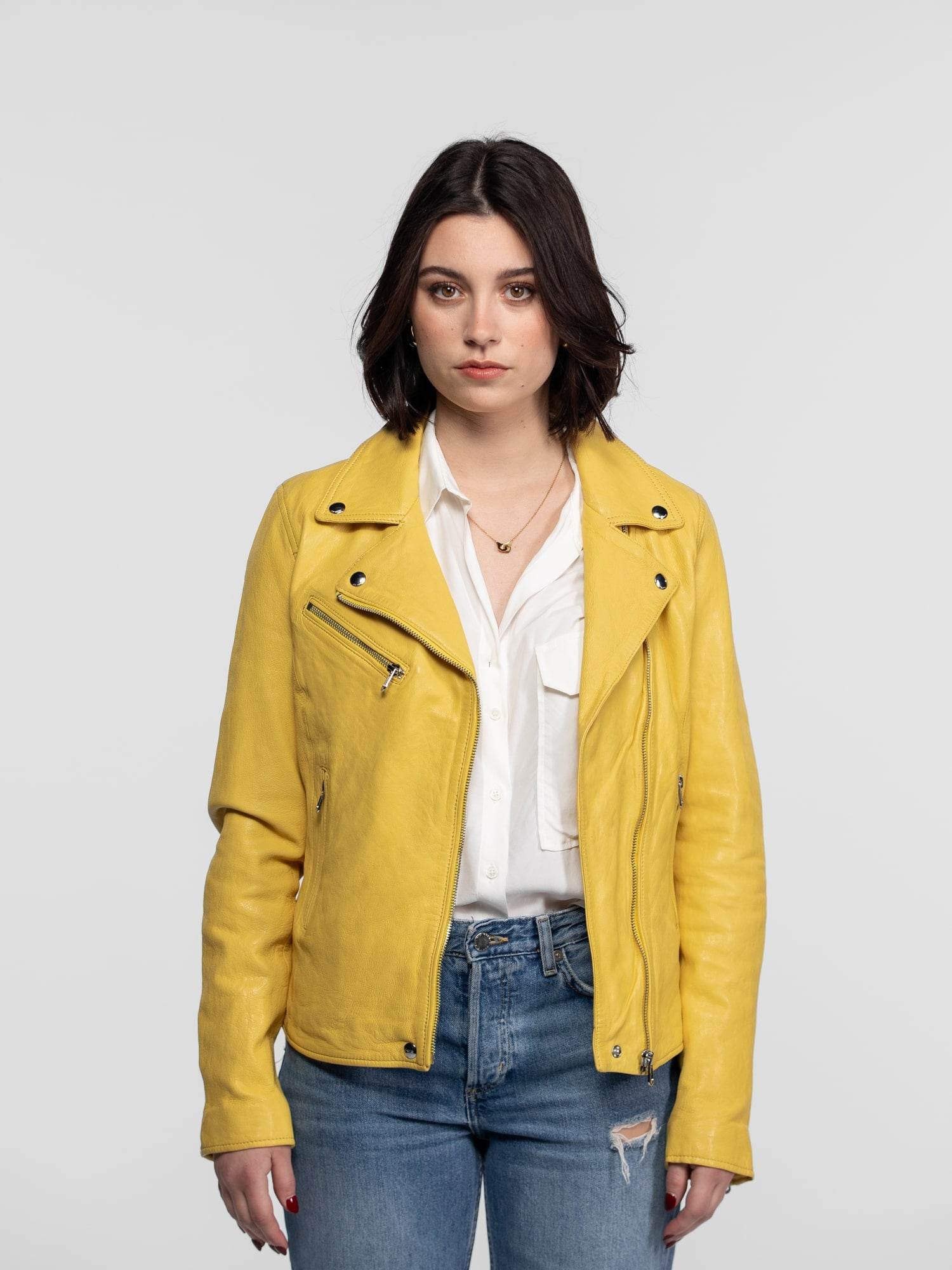 Anthea - Blouson biker cuir femme