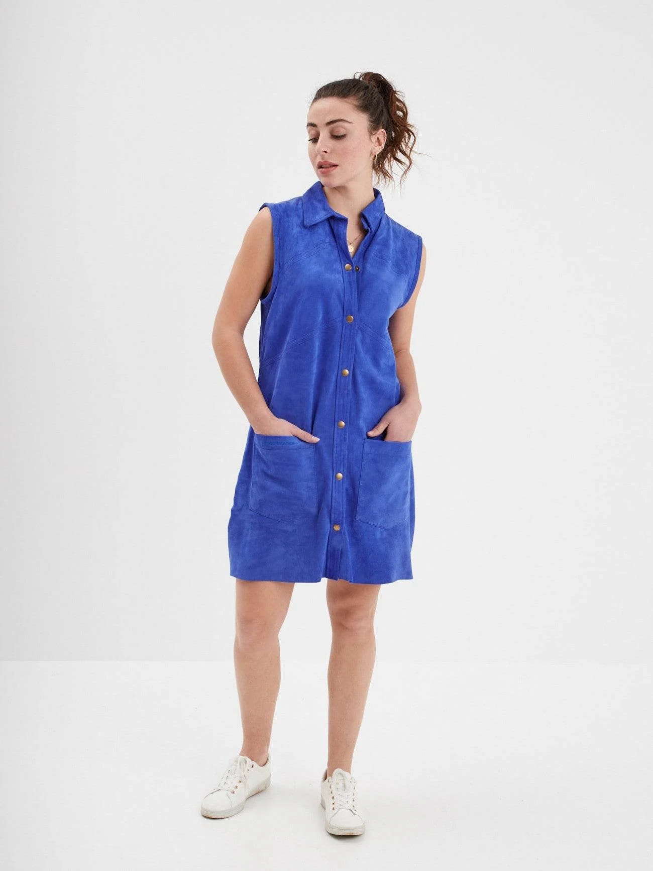 Baez - Robe cuir en boutonniere - Image 10