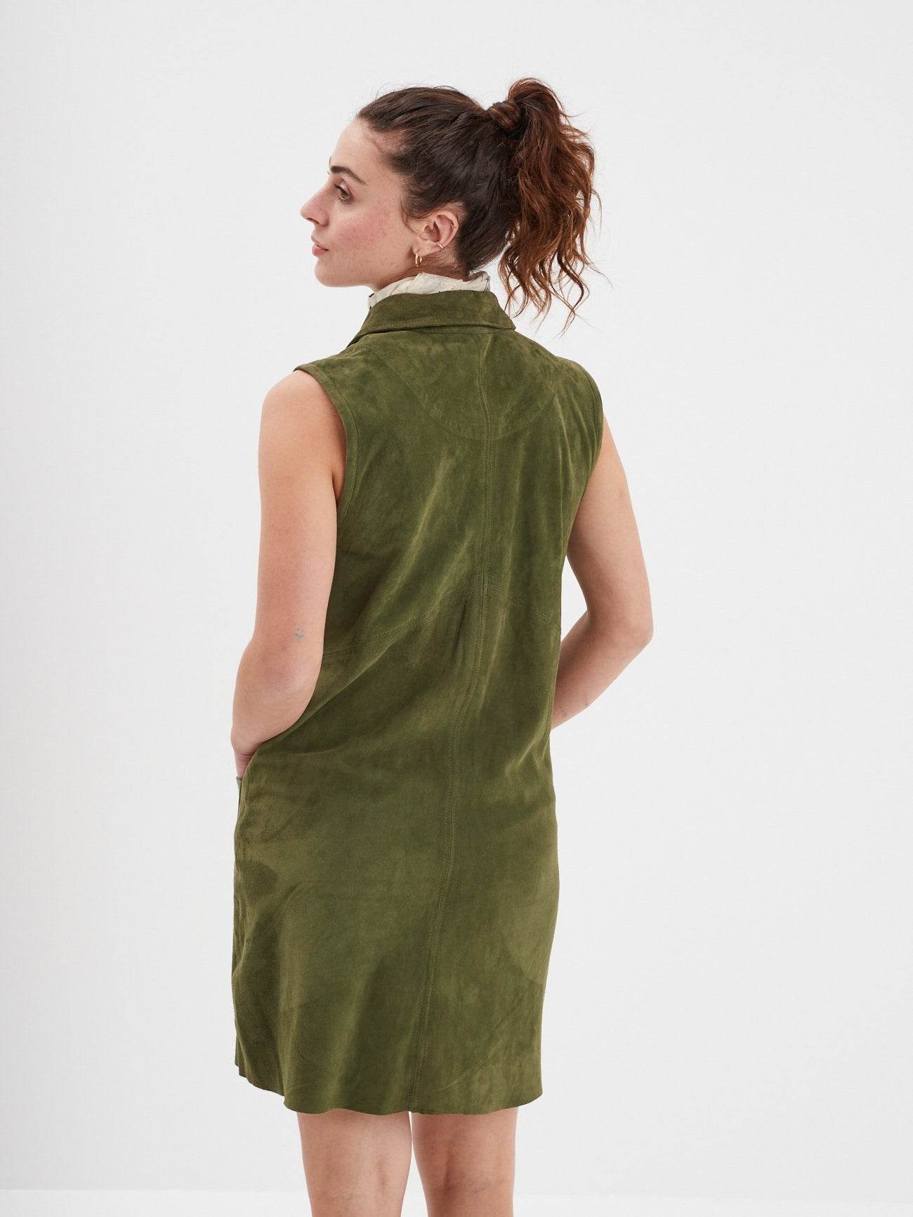 Baez - Robe cuir en boutonniere - Image 4