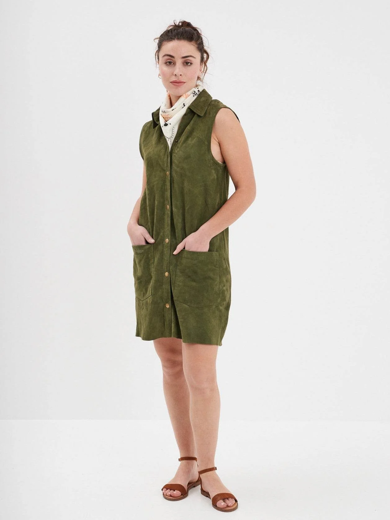 Baez - Robe cuir en boutonniere - Image 5