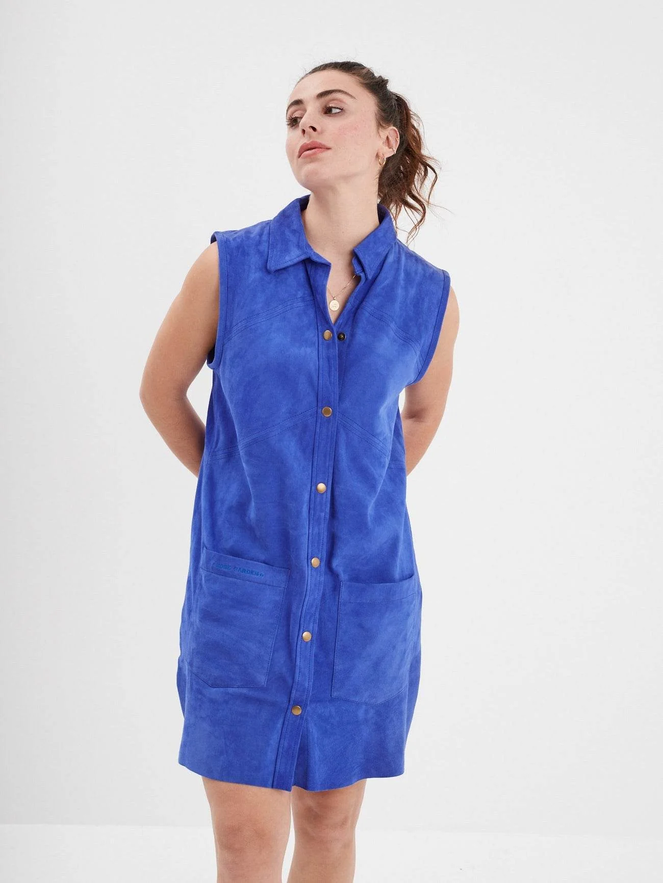 Baez - Robe cuir en boutonniere - Image 6