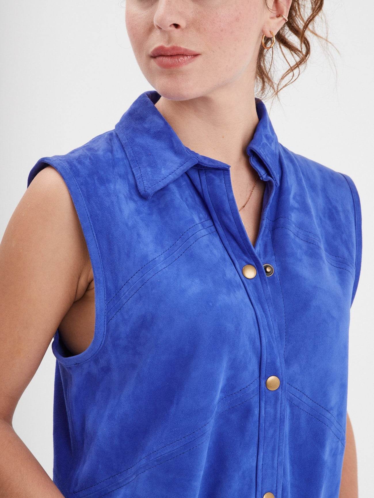 Baez - Robe cuir en boutonniere - Image 7