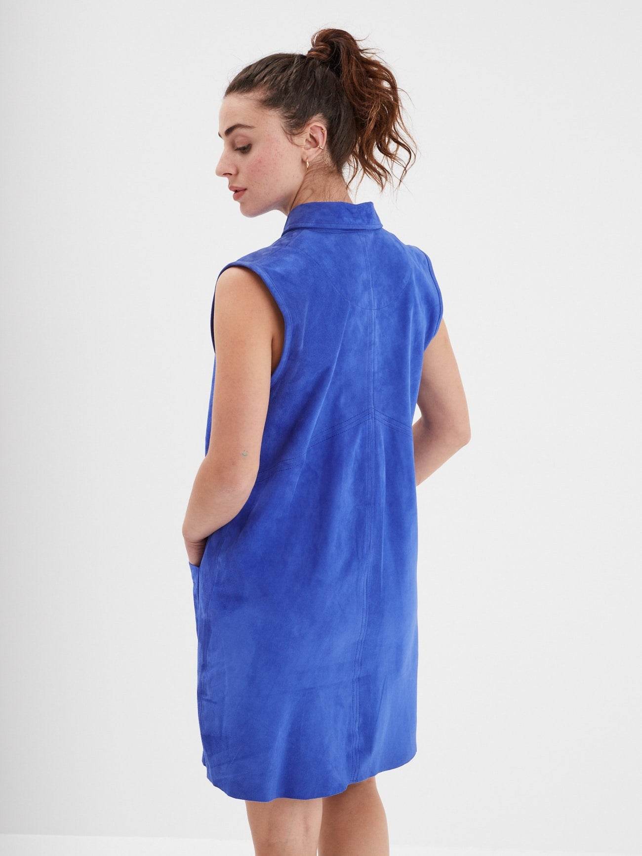 Baez - Robe cuir en boutonniere - Image 9