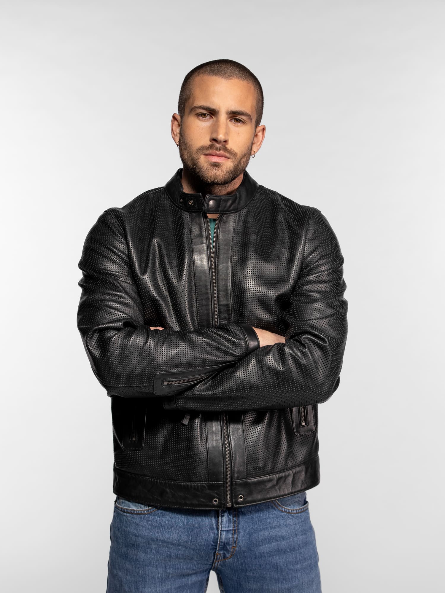Berrien - Blouson cuir perforé - Image 2