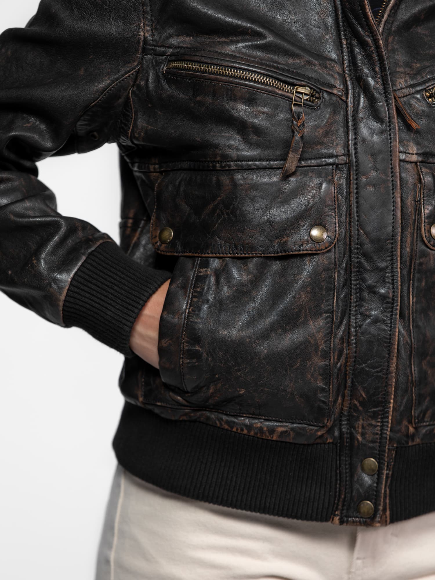 Butler - Blouson aviateur cuir femme - Image 3