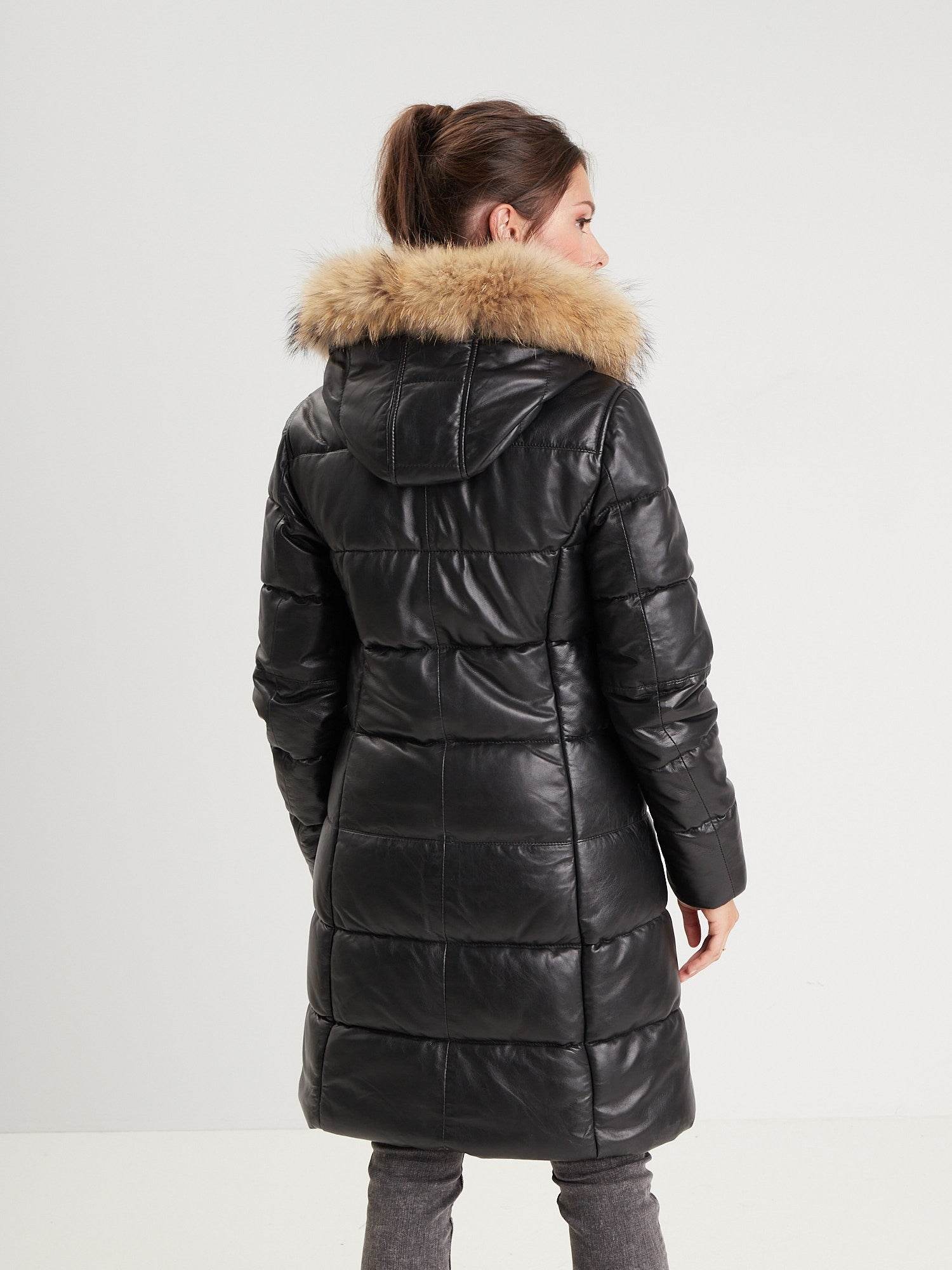 Careli - Doudoune longue cuir femme - Image 5
