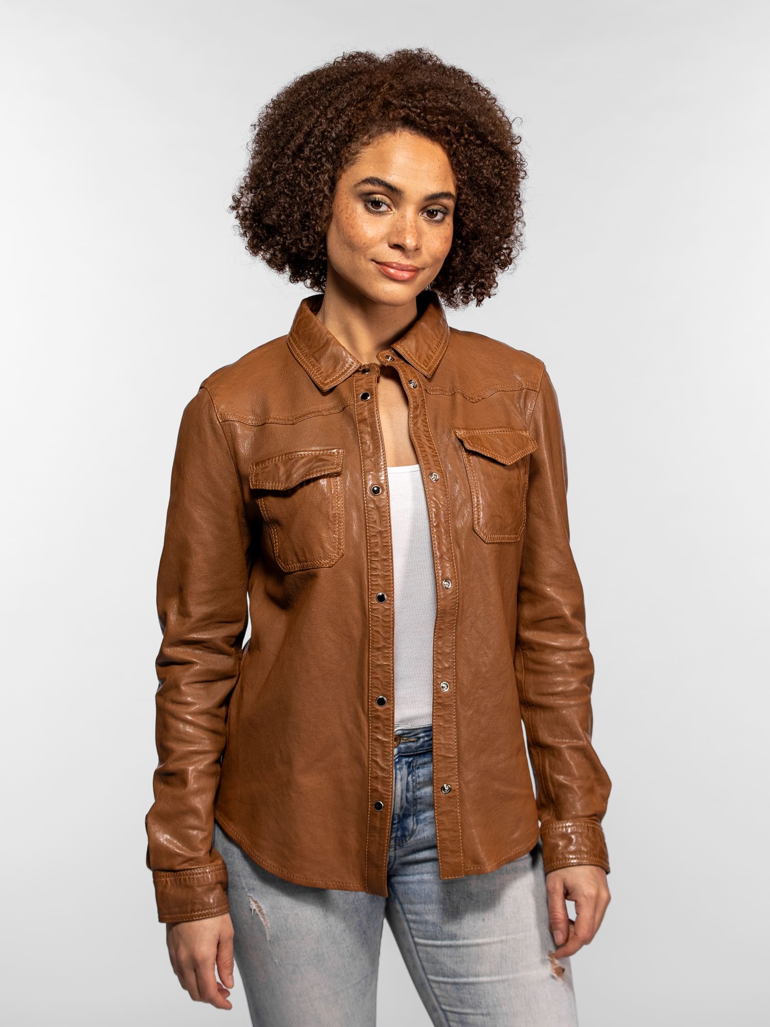 Dolores - Chemisier en cuir femme - Image 12