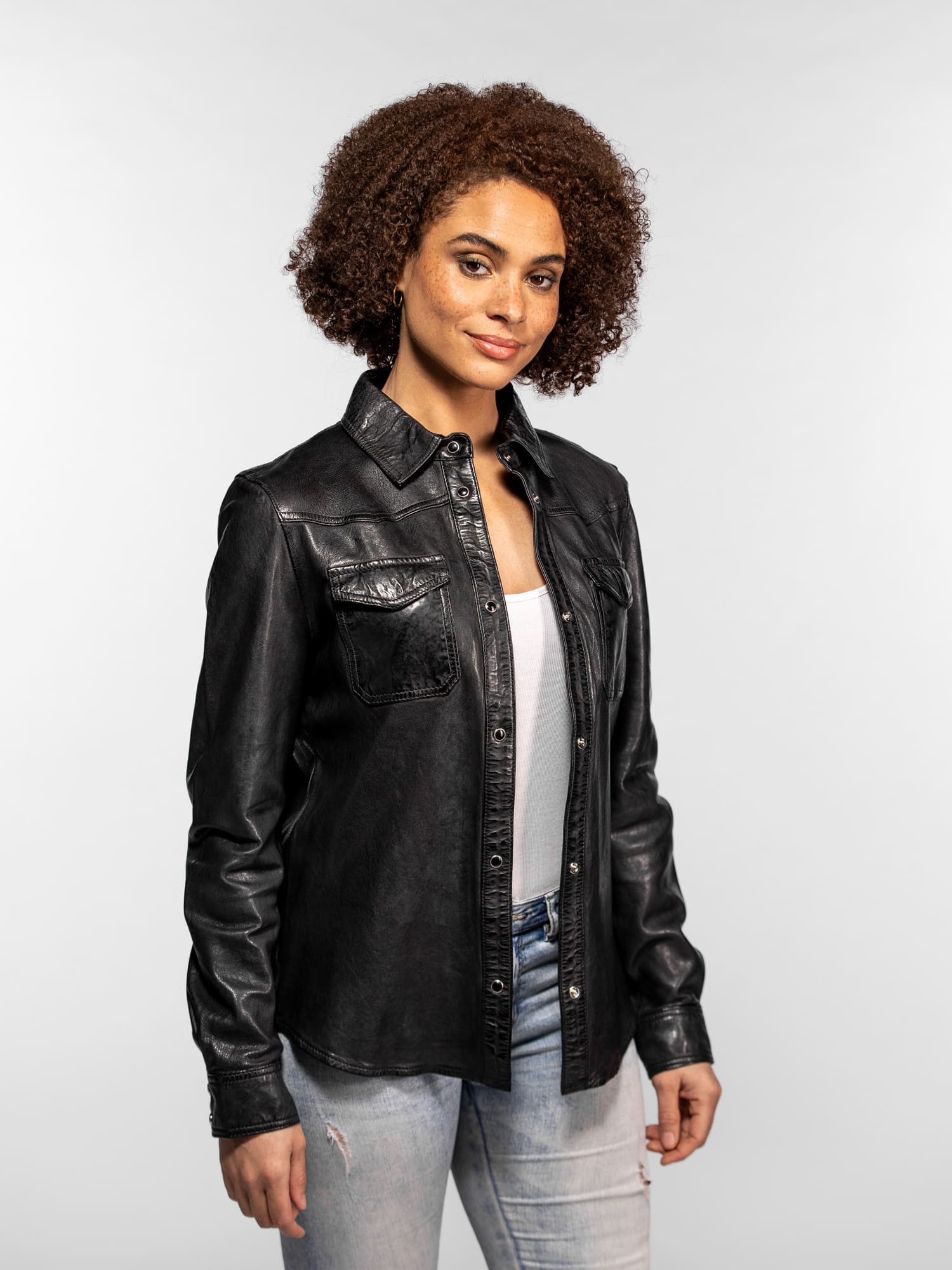 Dolores - Chemisier en cuir femme - Image 8