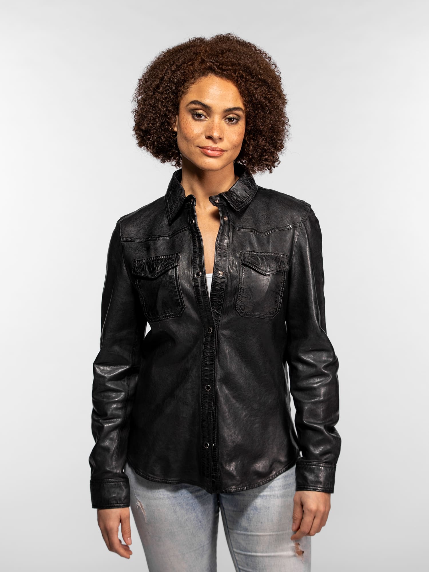 Dolores - Chemisier en cuir femme - Image 9