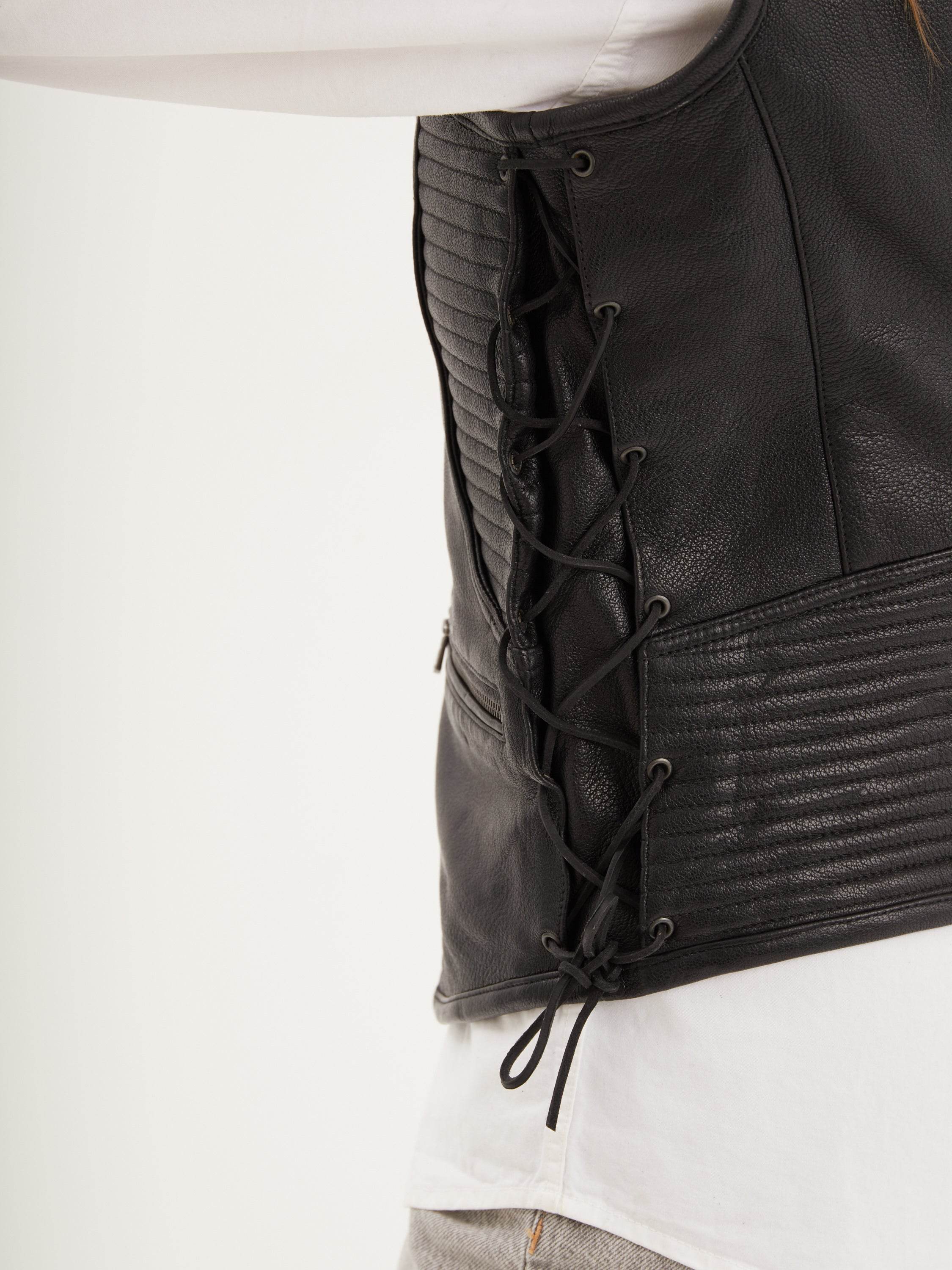 Free chapter - Gilet biker cuir femme - Image 4