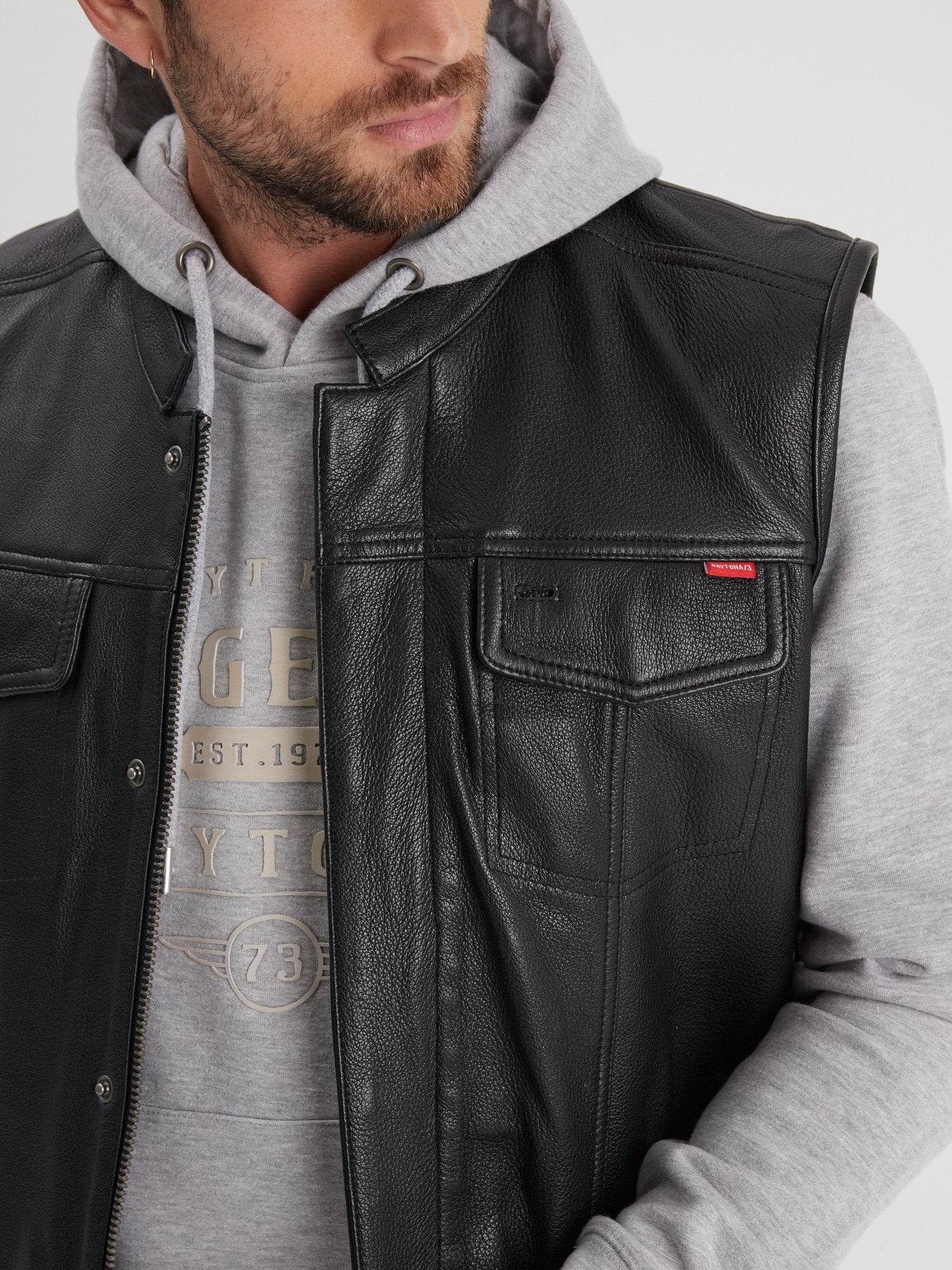 Hot road - Gilet biker cuir homme - Image 3