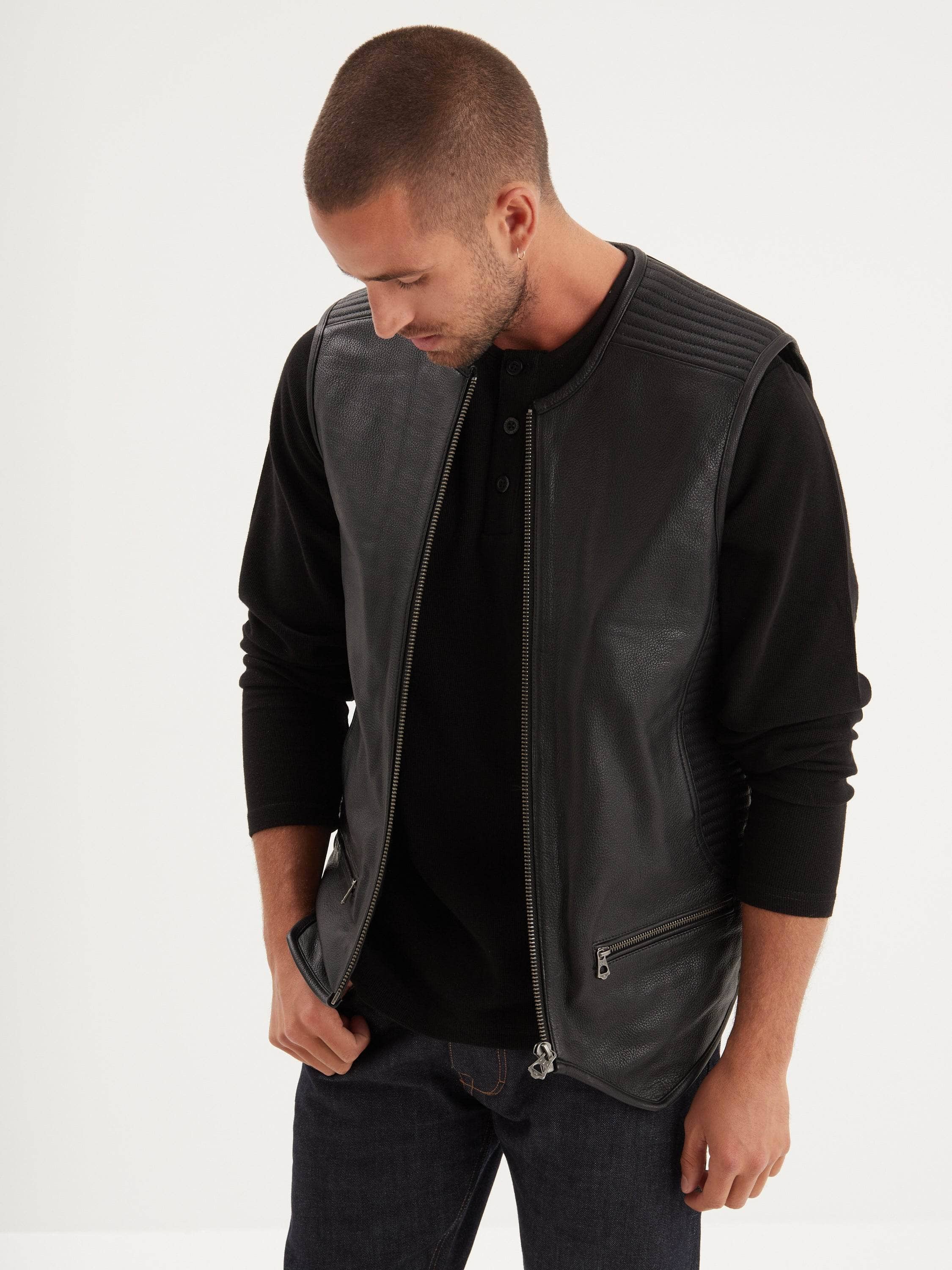 Free chapter - Gilet biker cuir homme - Image 3