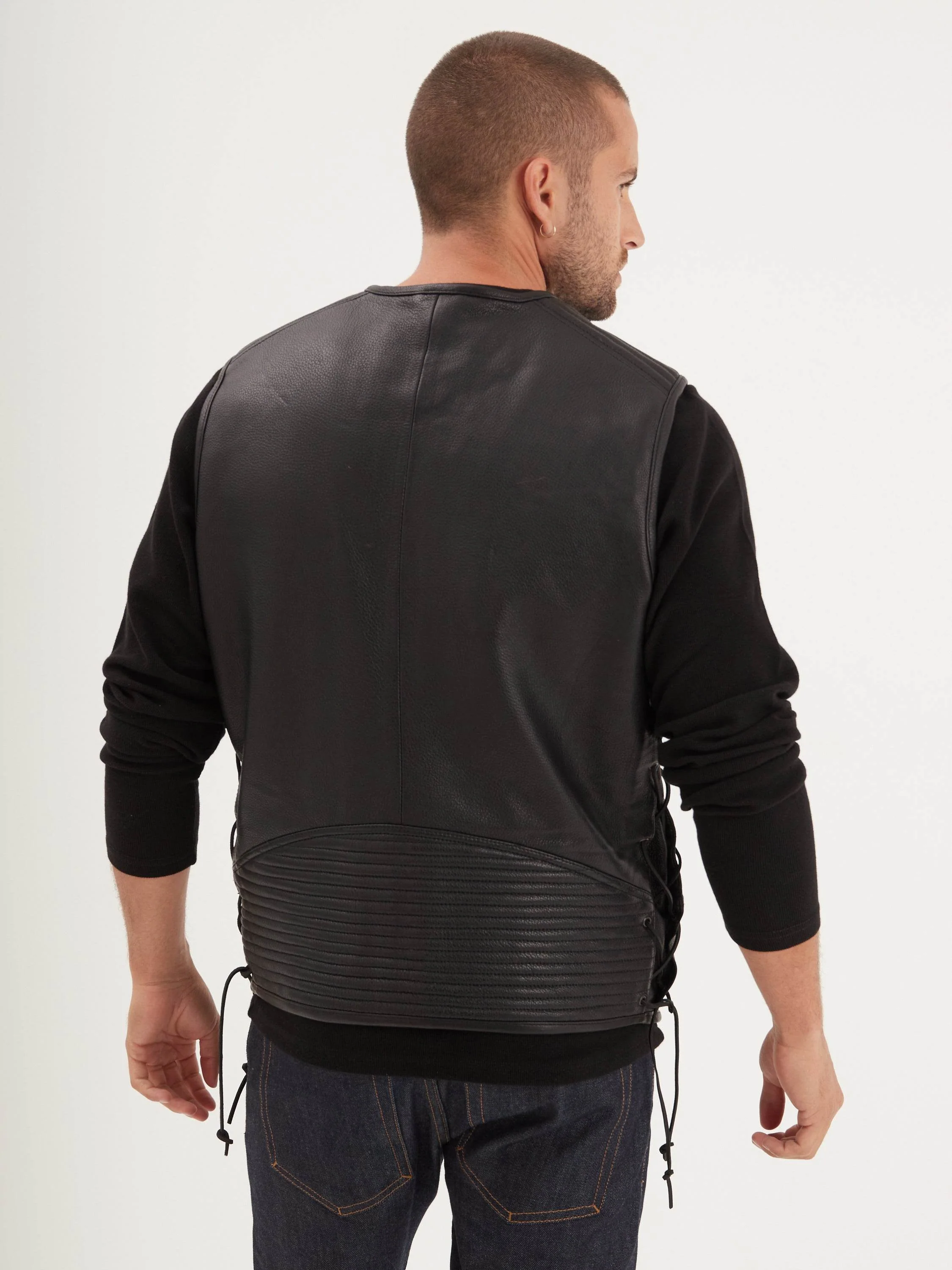 Free chapter - Gilet biker cuir homme - Image 4