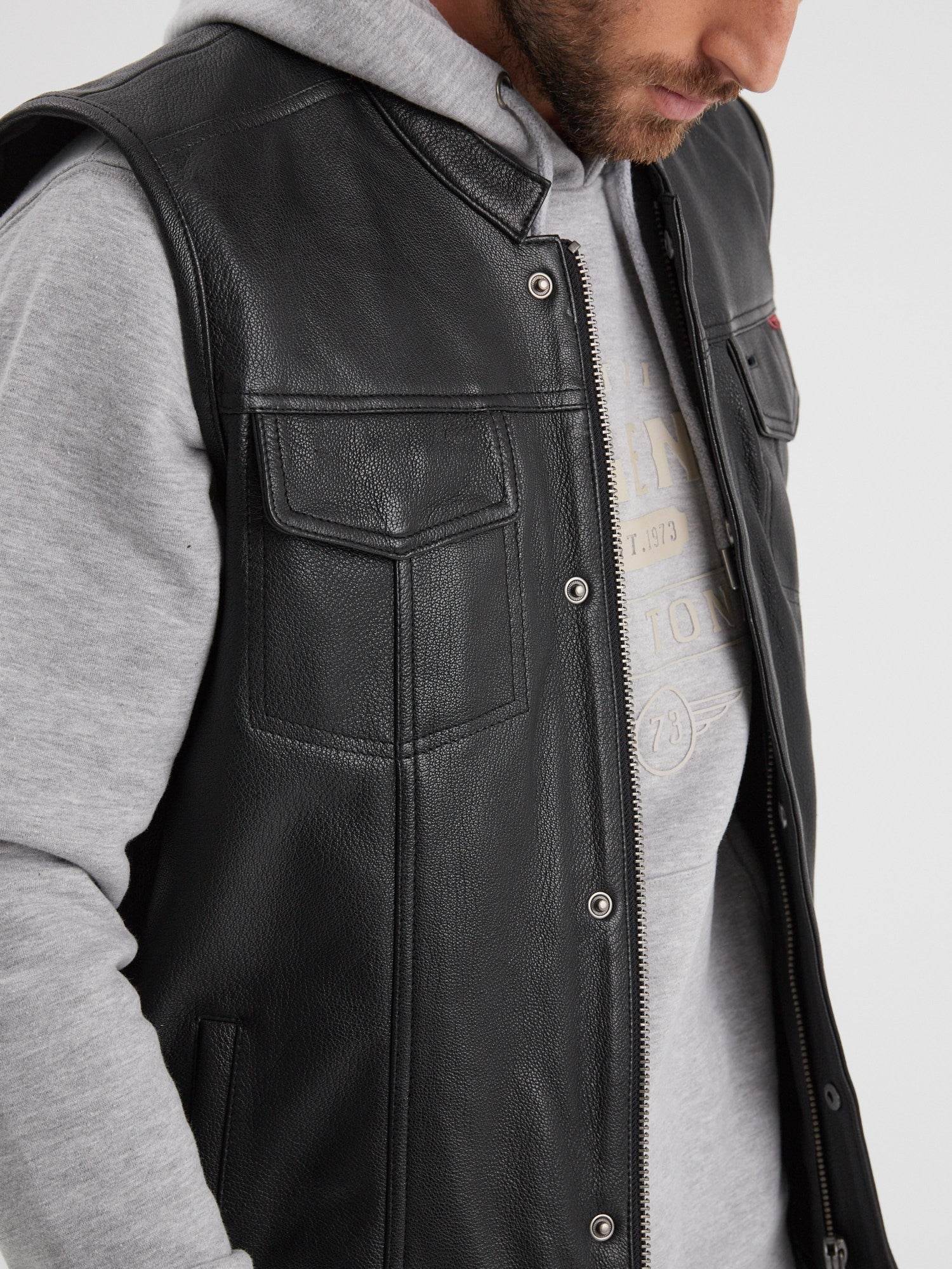 Hot road - Gilet biker cuir homme - Image 4