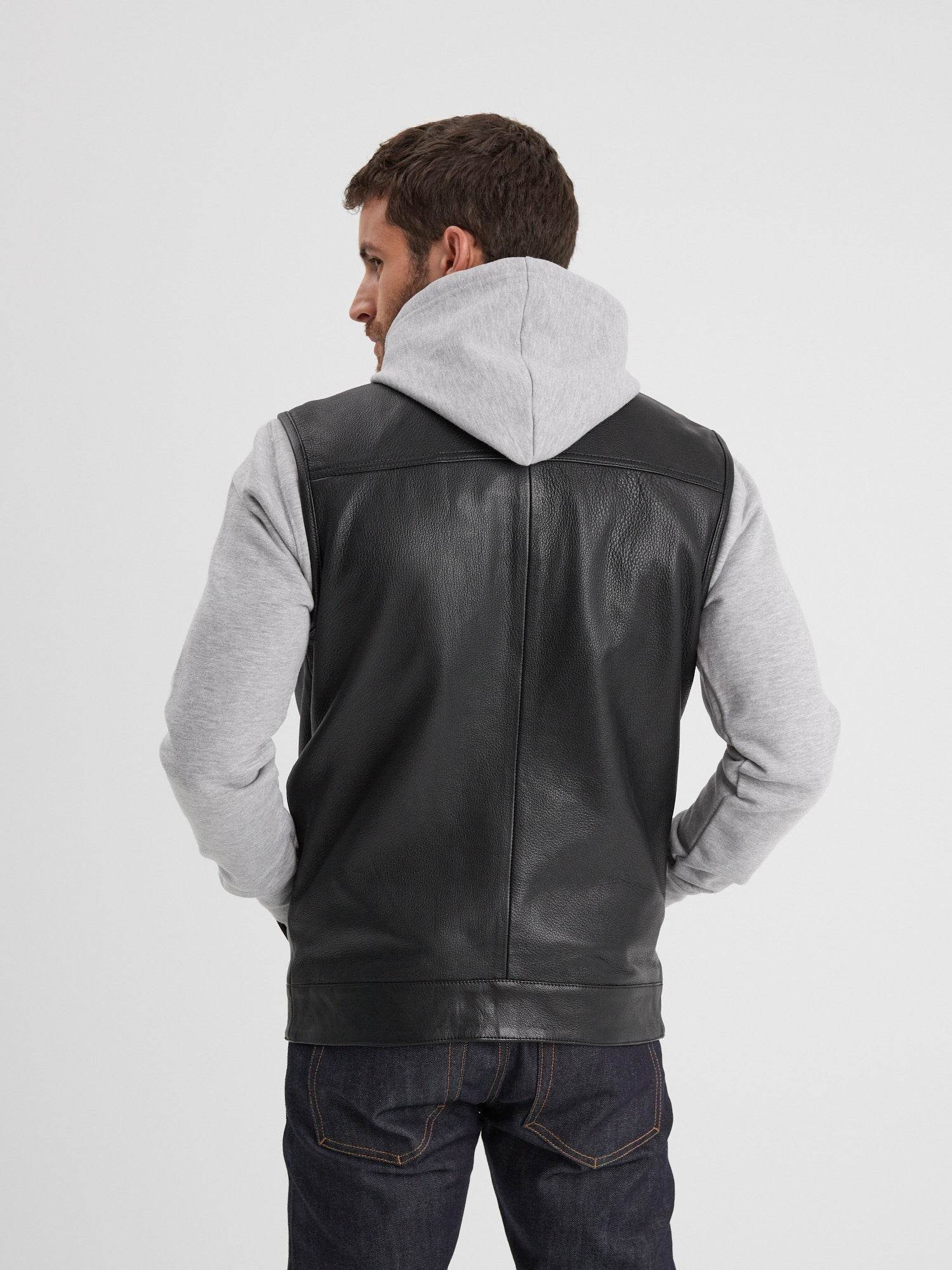 Hot road - Gilet biker cuir homme - Image 5