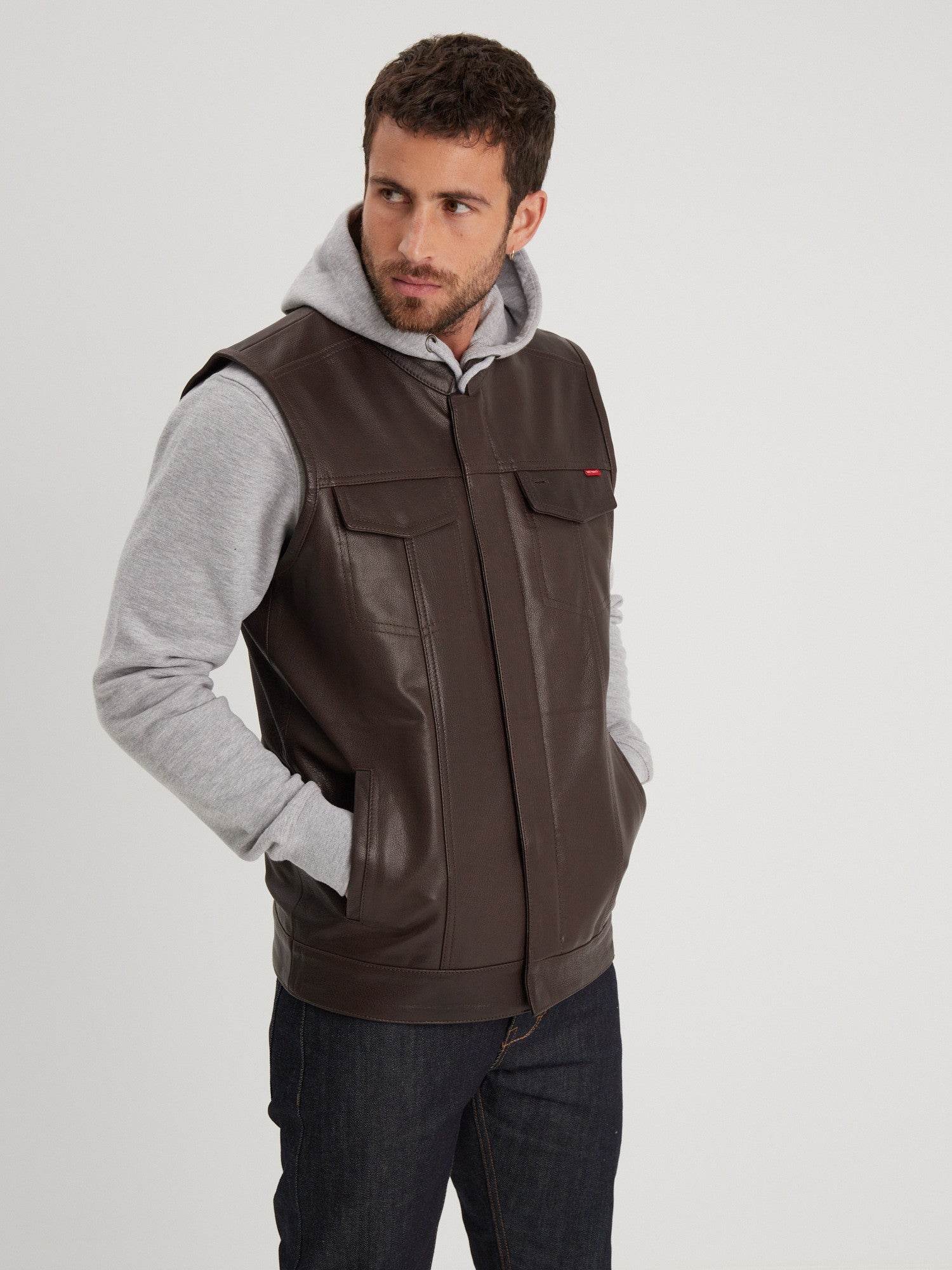 Hot road - Gilet biker cuir homme - Image 6
