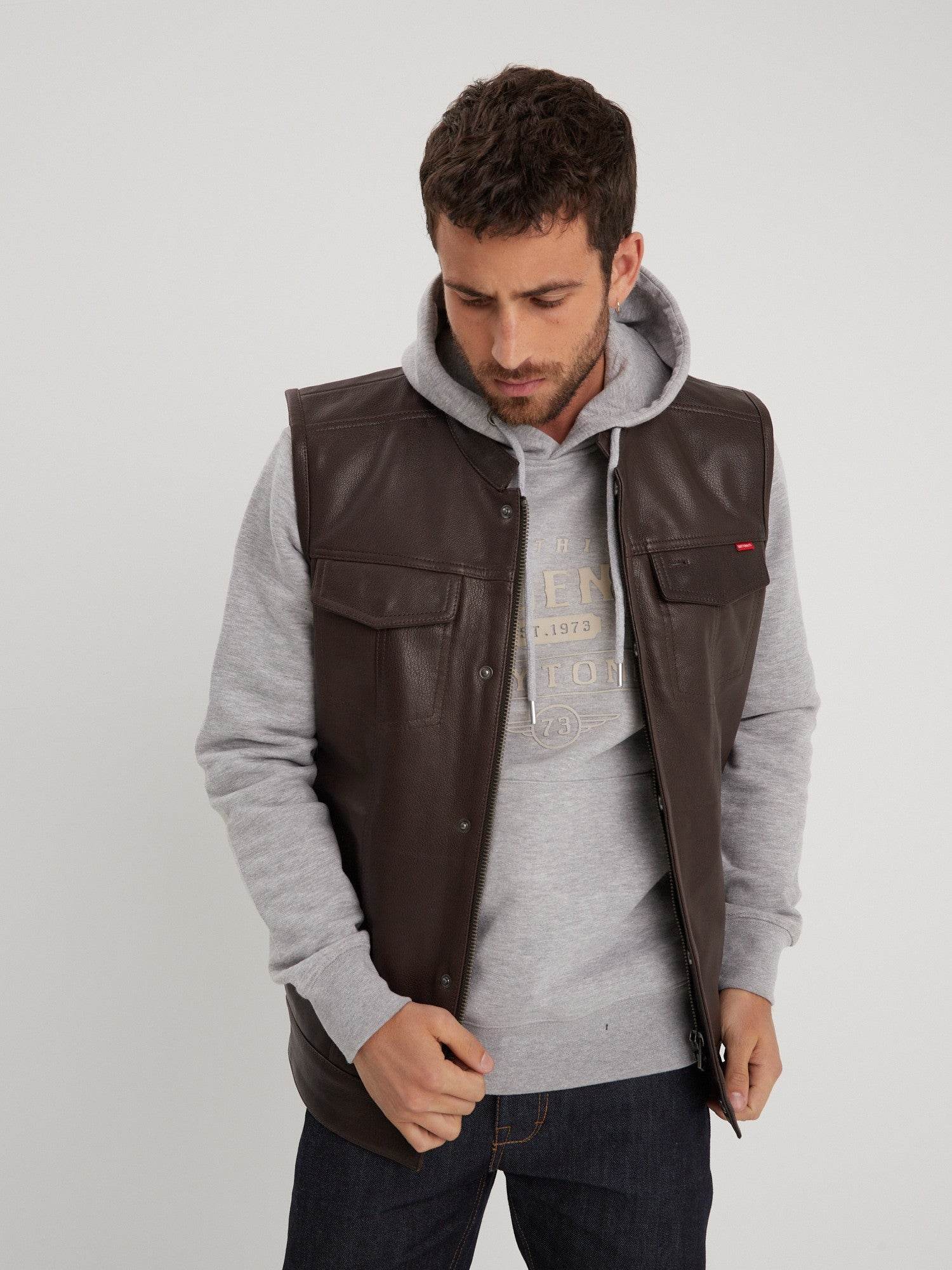 Hot road - Gilet biker cuir homme - Image 7