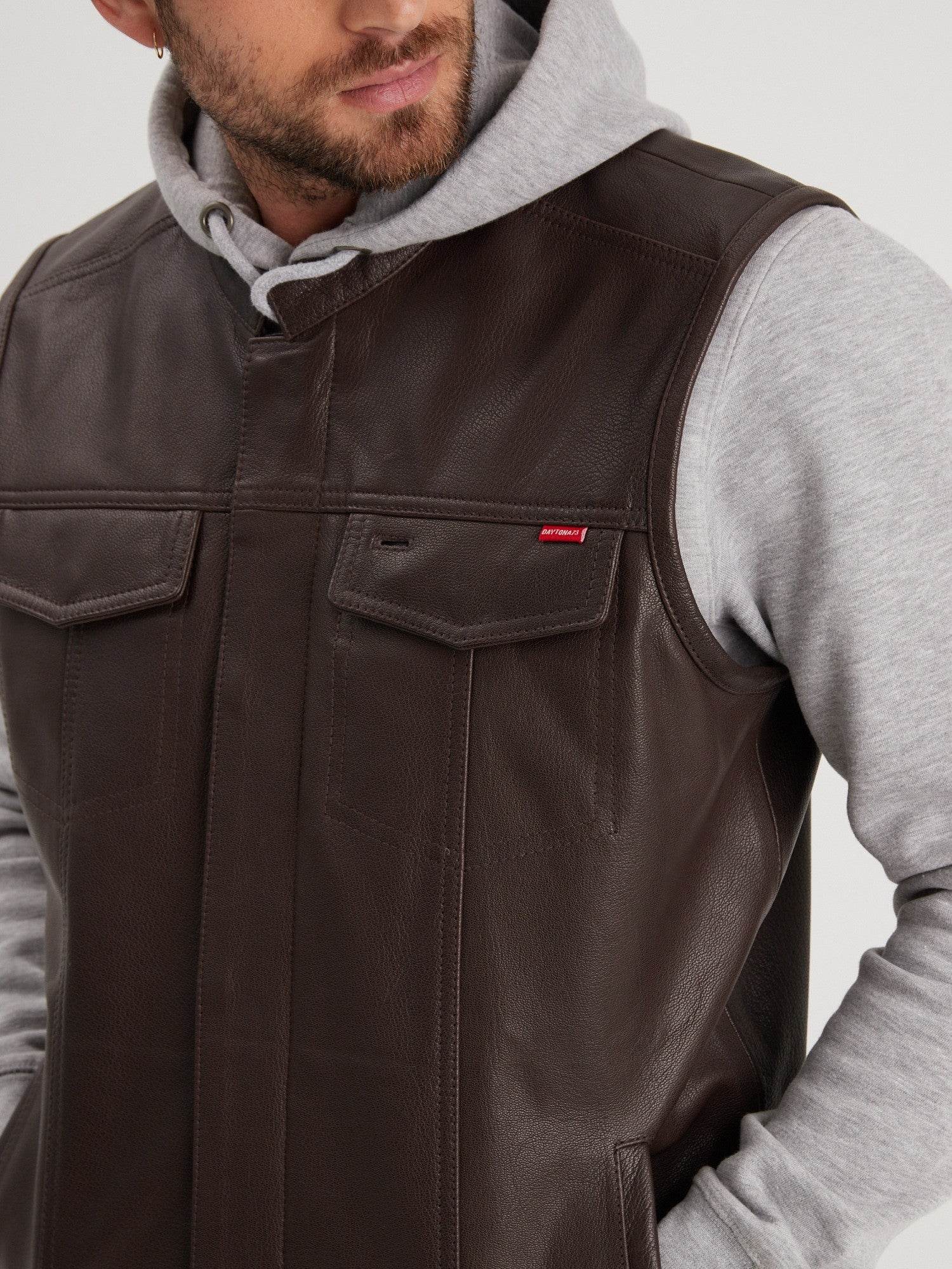 Hot road - Gilet biker cuir homme - Image 8