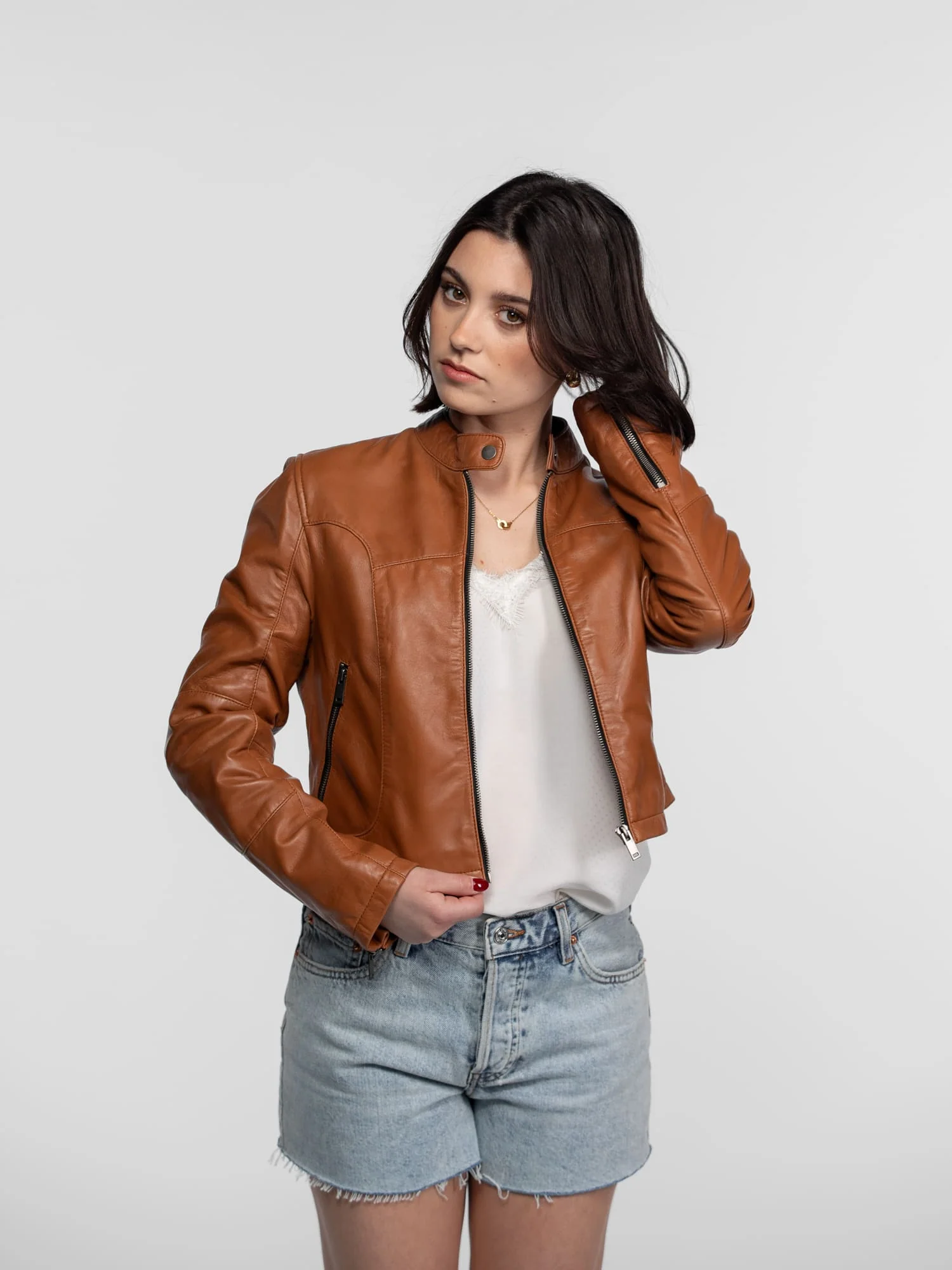 Lola - Veste cuir col rond femme - Image 12