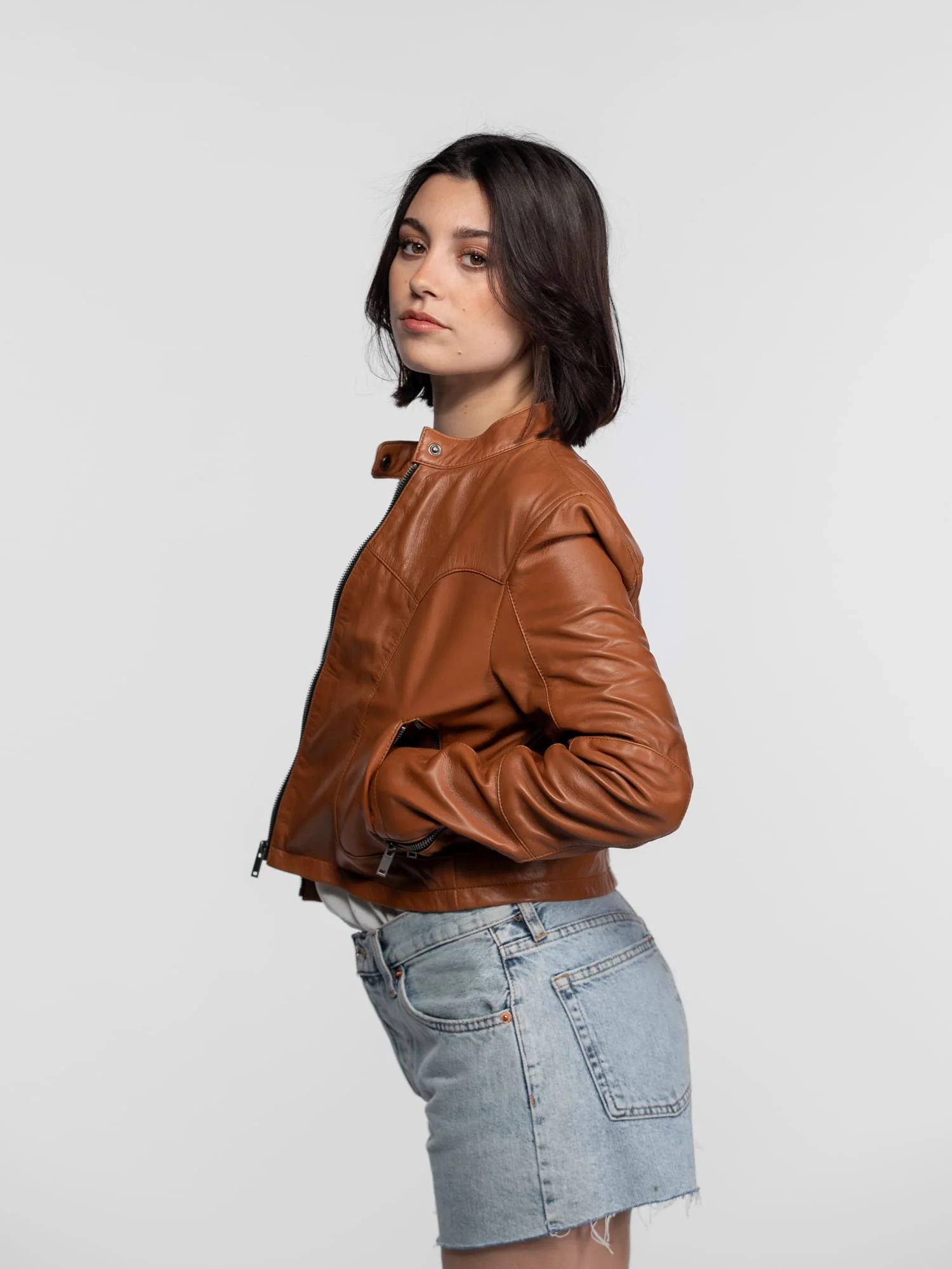 Lola - Veste cuir col rond femme - Image 13