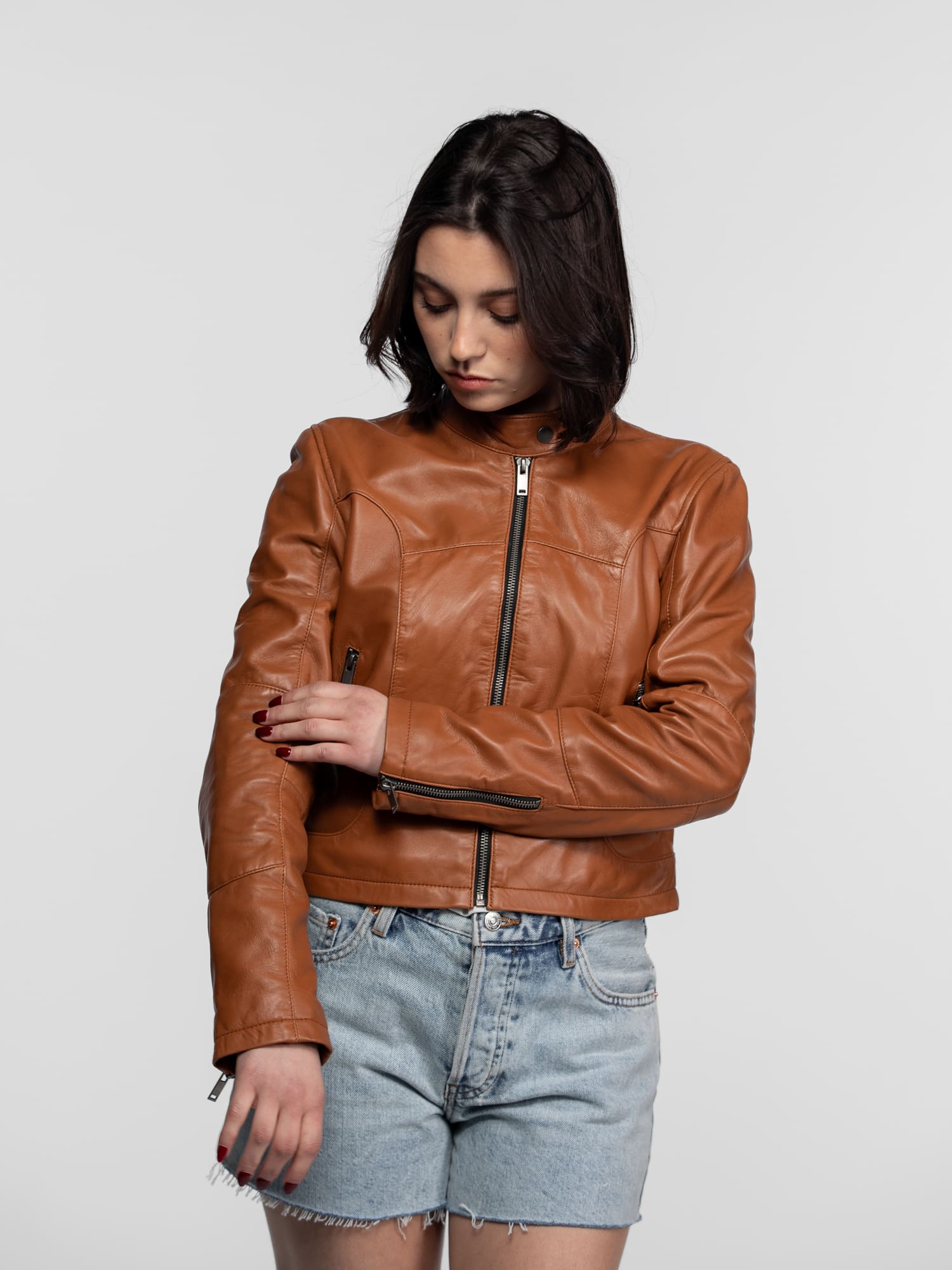 Lola - Veste cuir col rond femme - Image 14