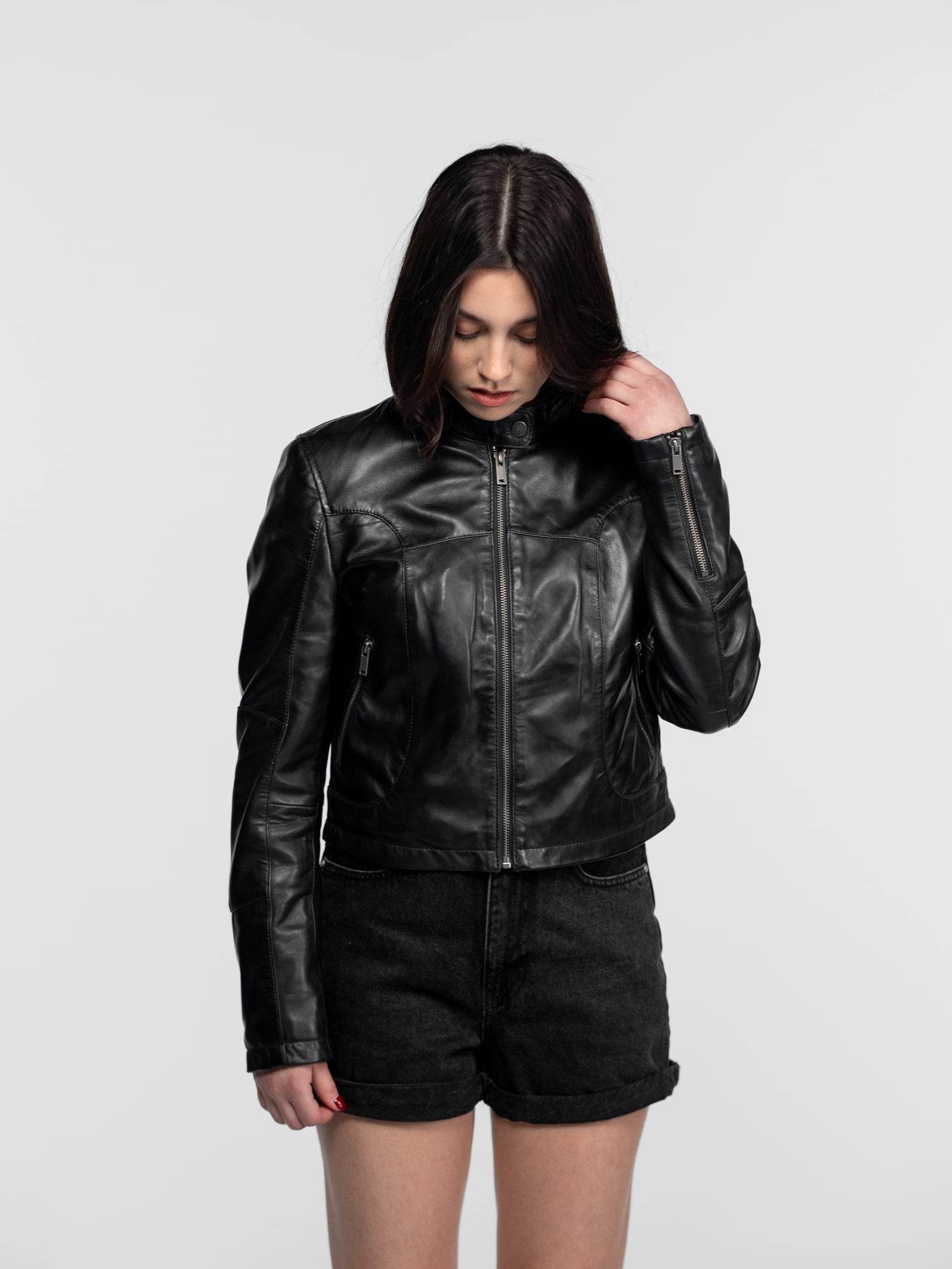 Lola - Veste cuir col rond femme - Image 3