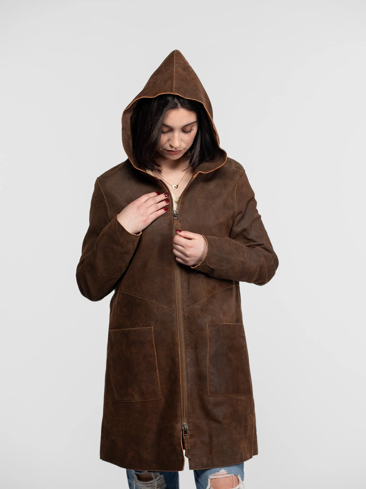 Mohave - Veste cuir capuche femme - Image 3