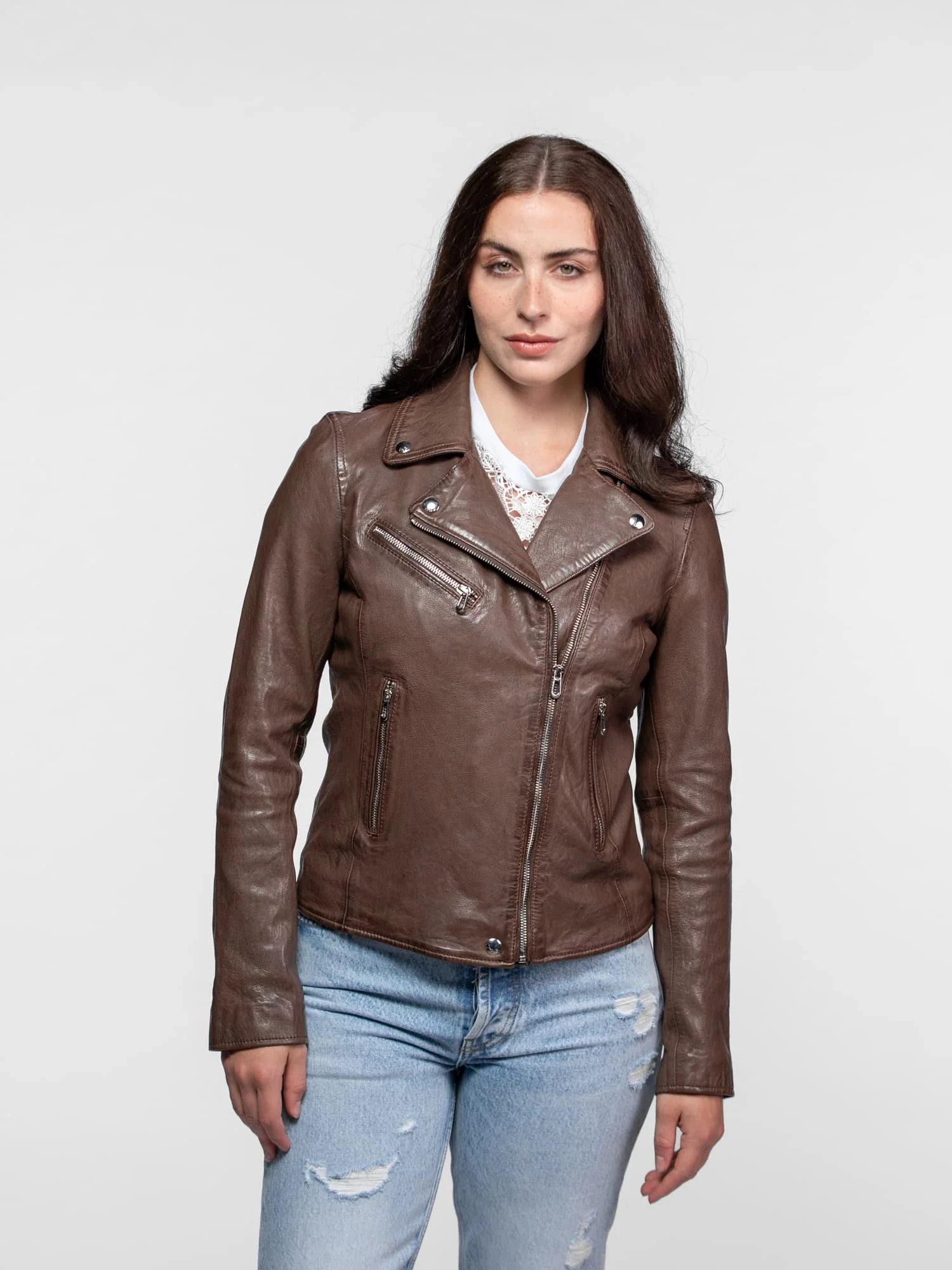 Olympe - Blouson biker cuir femme - Image 3