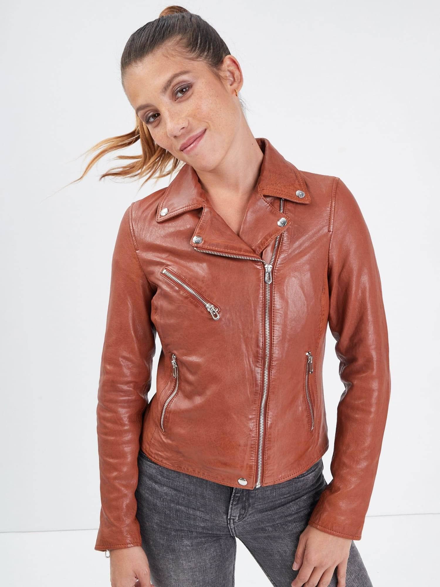 Olympe - Blouson biker cuir femme - Image 4