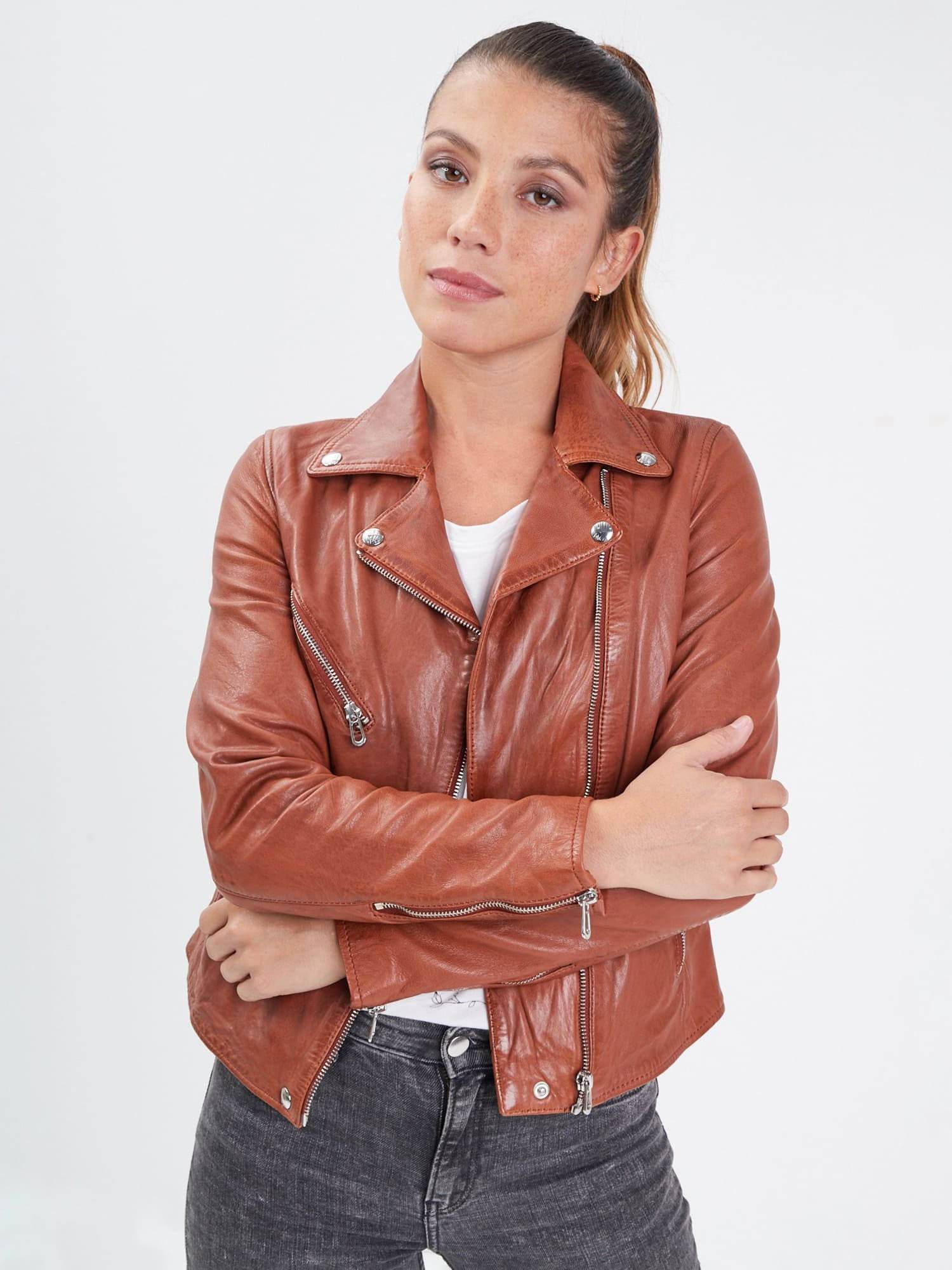 Olympe - Blouson biker cuir femme - Image 8