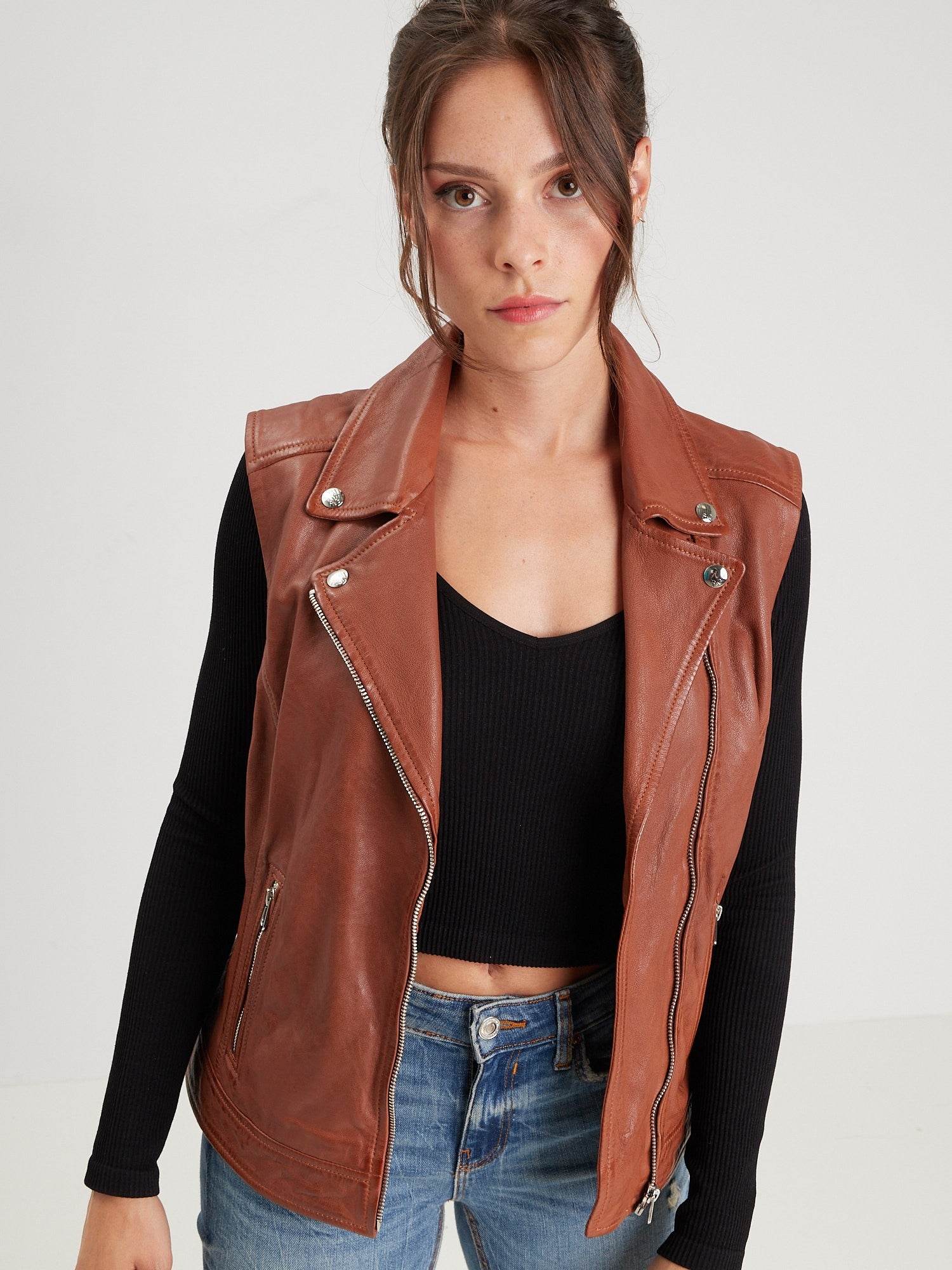 Sarah - Veste cuir sans manche - Image 5