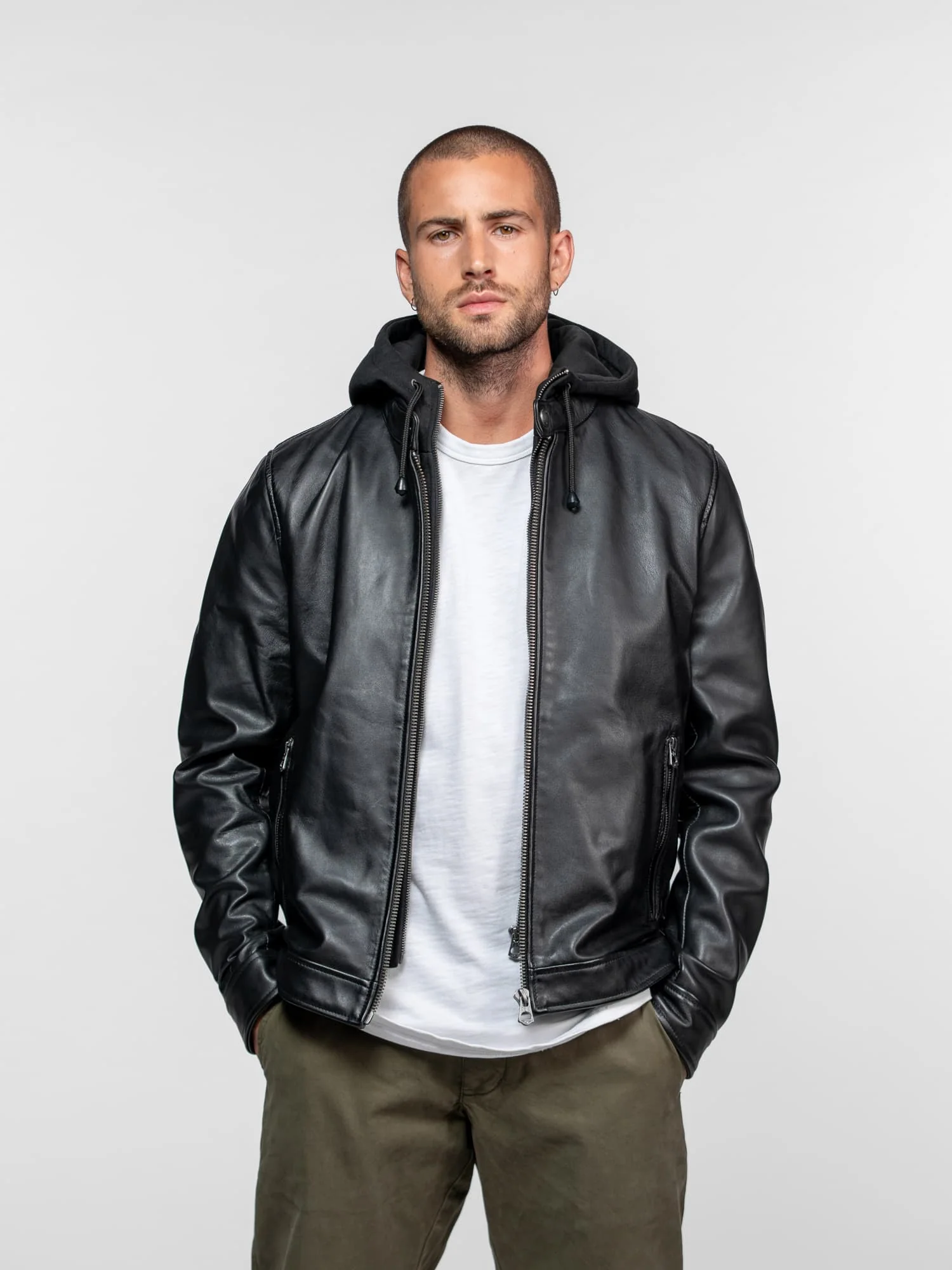 Shafter - Blouson cuir capuche - Image 3