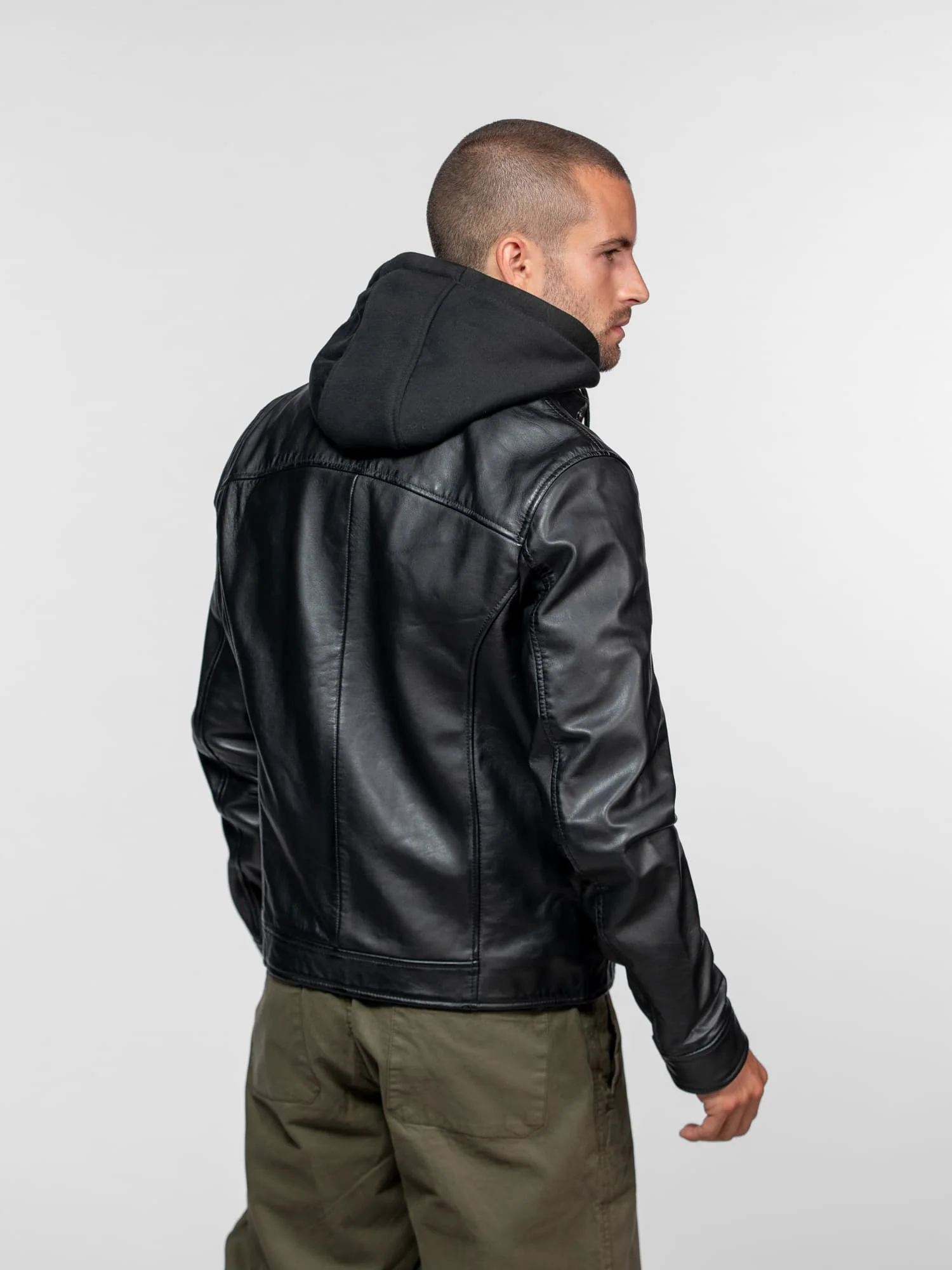Shafter - Blouson cuir capuche - Image 4