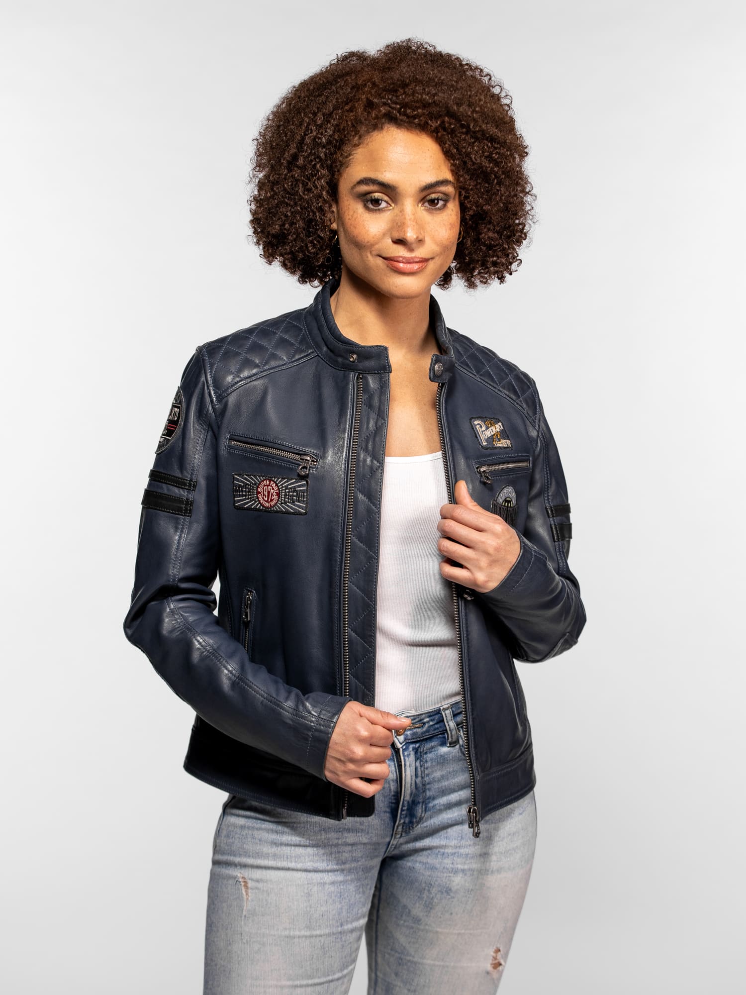 Walkorane - Blouson moto vintage femme - Image 12