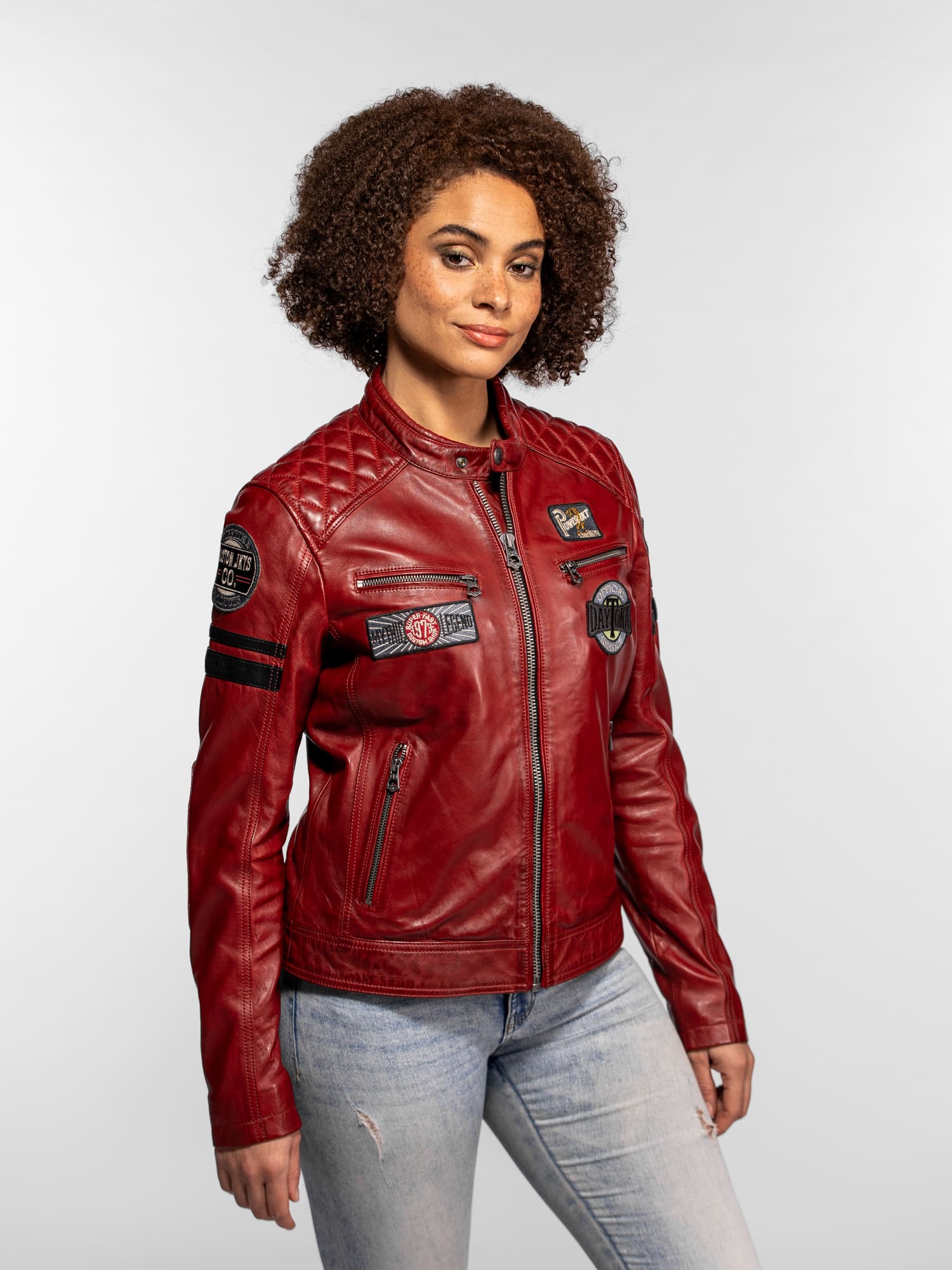 Walkorane - Blouson moto vintage femme - Image 21
