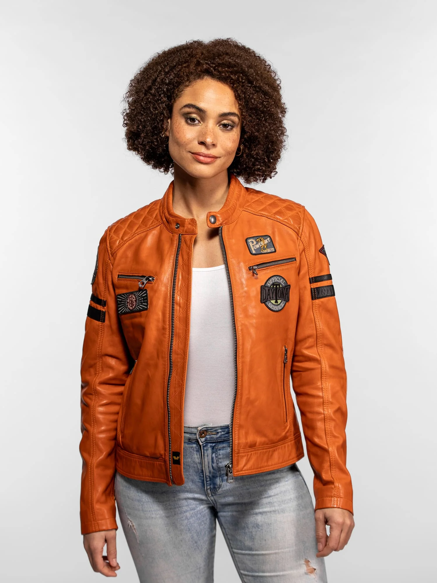 Walkorane - Blouson moto vintage femme - Image 6