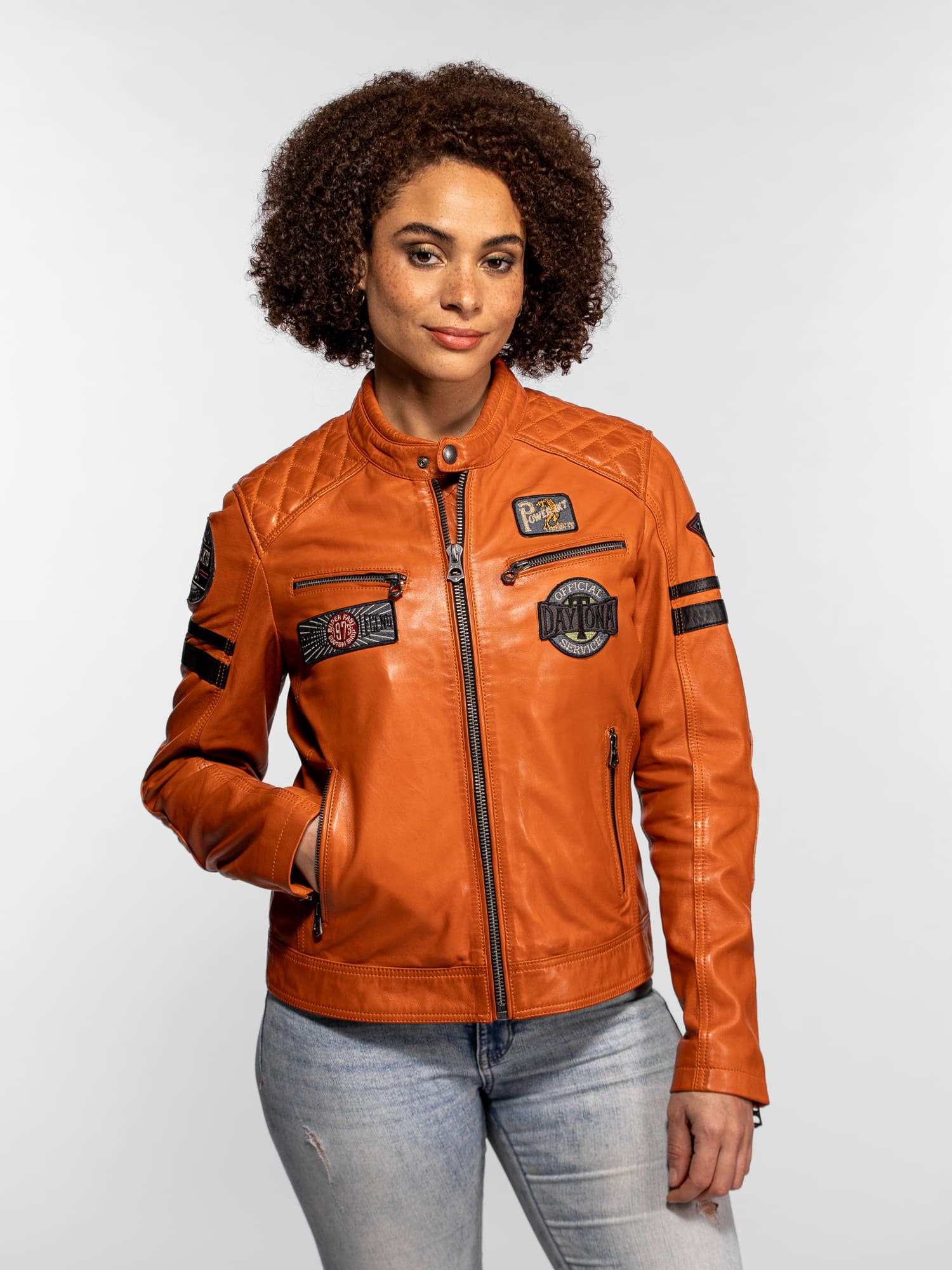 Walkorane - Blouson moto vintage femme - Image 7